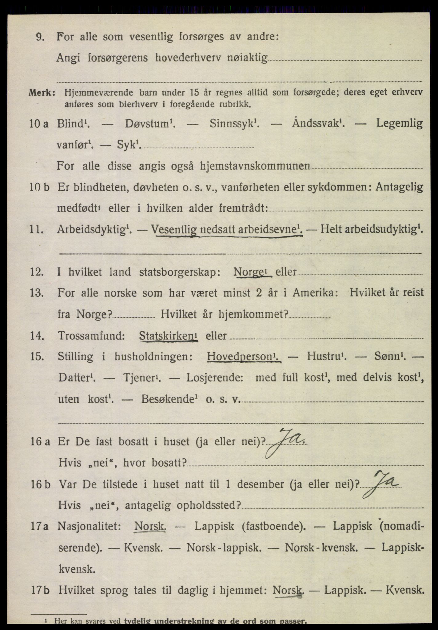 SAT, 1920 census for Fauske, 1920, p. 12911