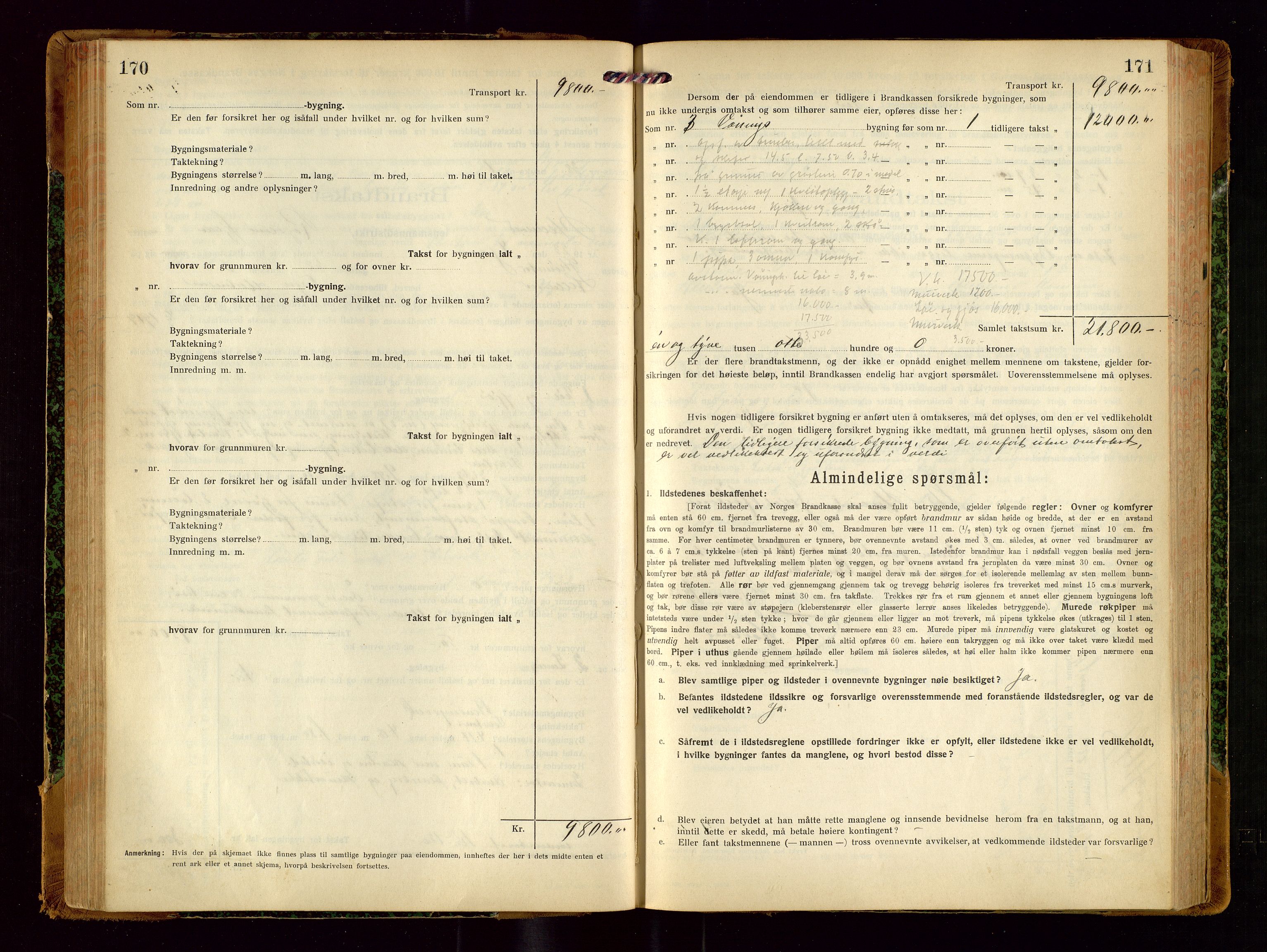 Helleland lensmannskontor, AV/SAST-A-100209/Gob/L0002: "Brandtakstprotokoll", 1921-1930, p. 170-171