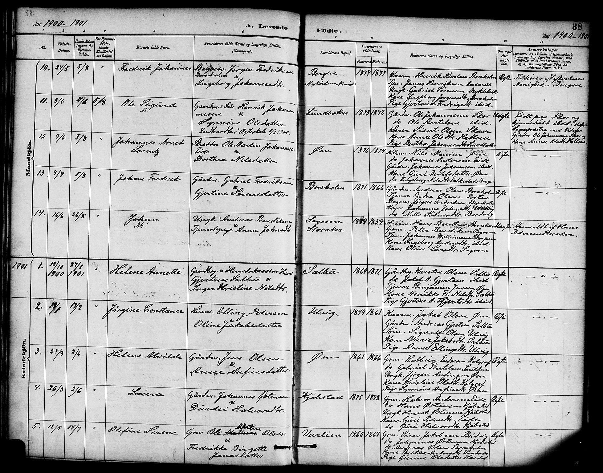 Hyllestad sokneprestembete, SAB/A-80401: Parish register (official) no. D 1, 1886-1905, p. 38