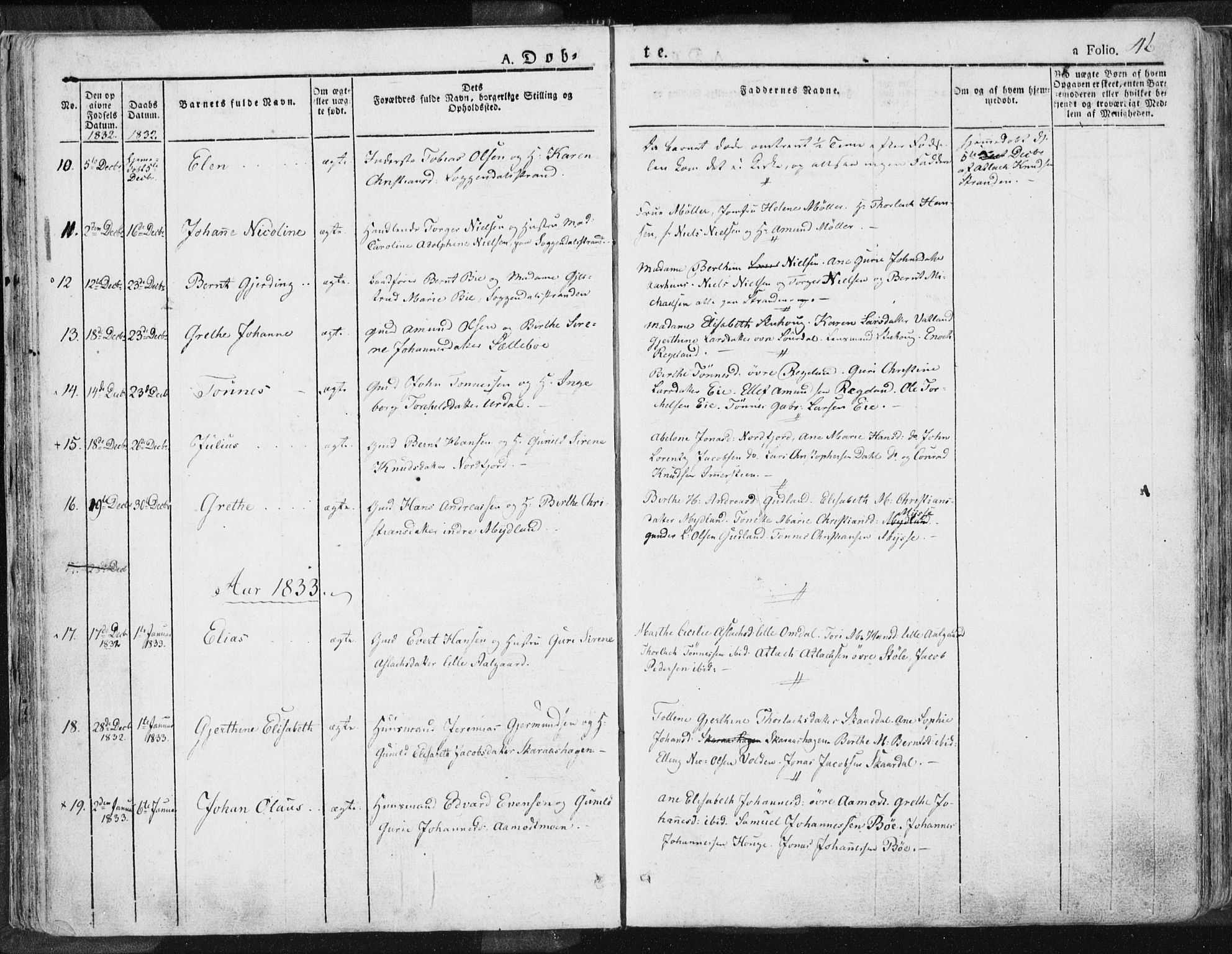 Sokndal sokneprestkontor, AV/SAST-A-101808: Parish register (official) no. A 7.1, 1826-1842, p. 46