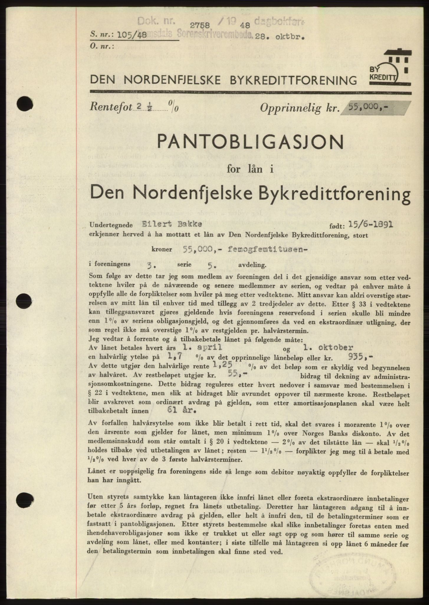 Romsdal sorenskriveri, AV/SAT-A-4149/1/2/2C: Mortgage book no. B4, 1948-1949, Diary no: : 2758/1948