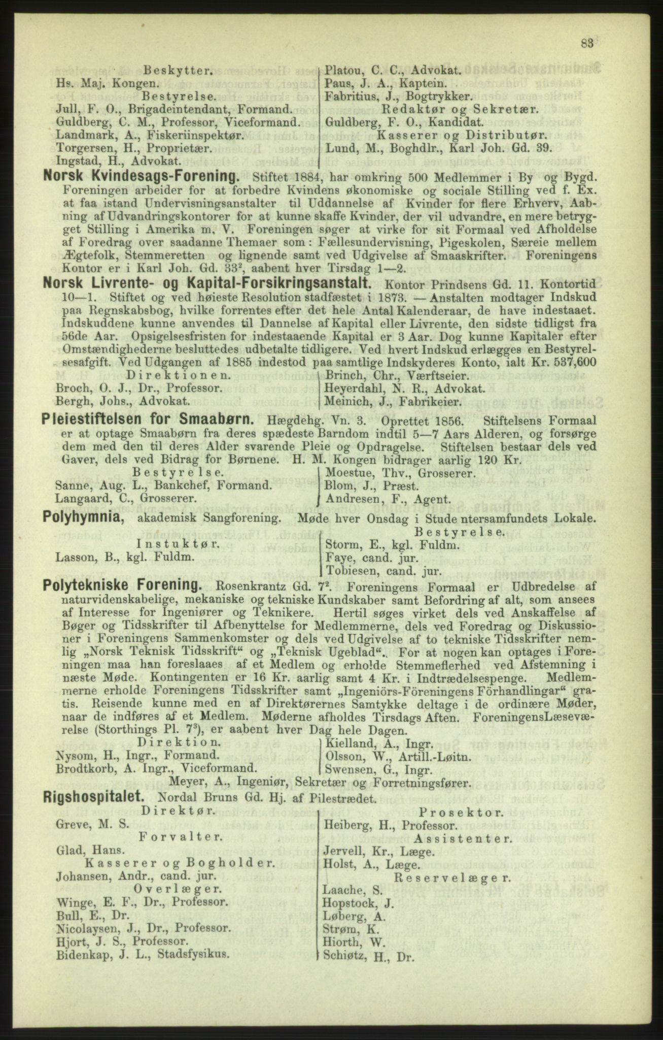 Kristiania/Oslo adressebok, PUBL/-, 1886, p. 83