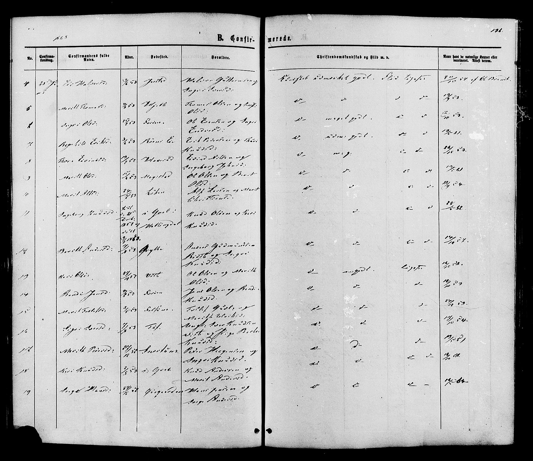 Vestre Slidre prestekontor, AV/SAH-PREST-136/H/Ha/Haa/L0003: Parish register (official) no. 3, 1865-1880, p. 136