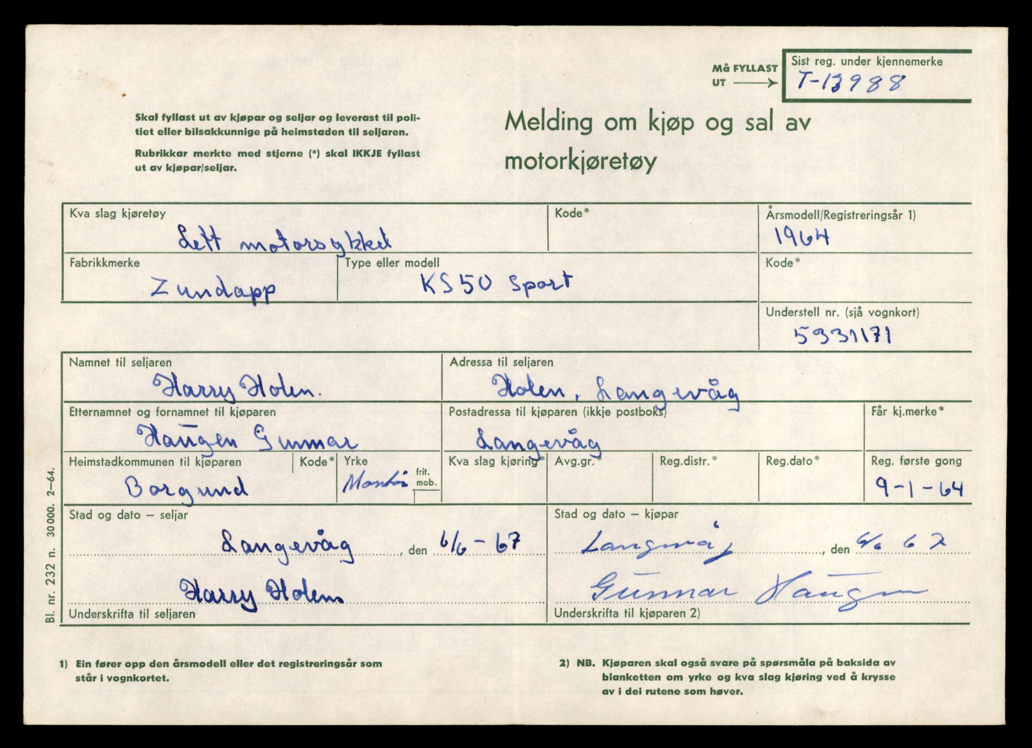 Møre og Romsdal vegkontor - Ålesund trafikkstasjon, SAT/A-4099/F/Fe/L0042: Registreringskort for kjøretøy T 13906 - T 14079, 1927-1998, p. 1181