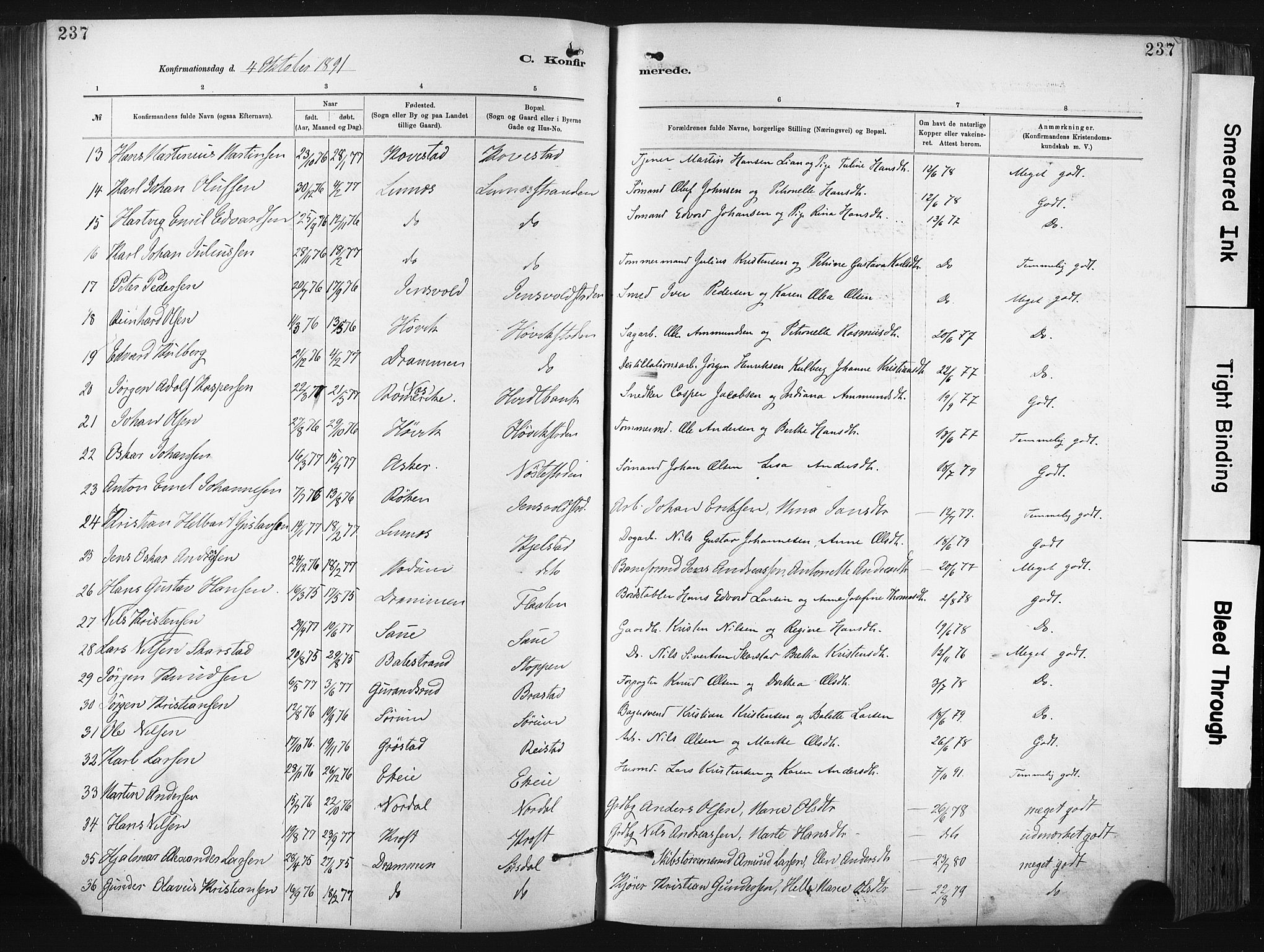 Lier kirkebøker, AV/SAKO-A-230/F/Fa/L0015: Parish register (official) no. I 15, 1883-1894, p. 237