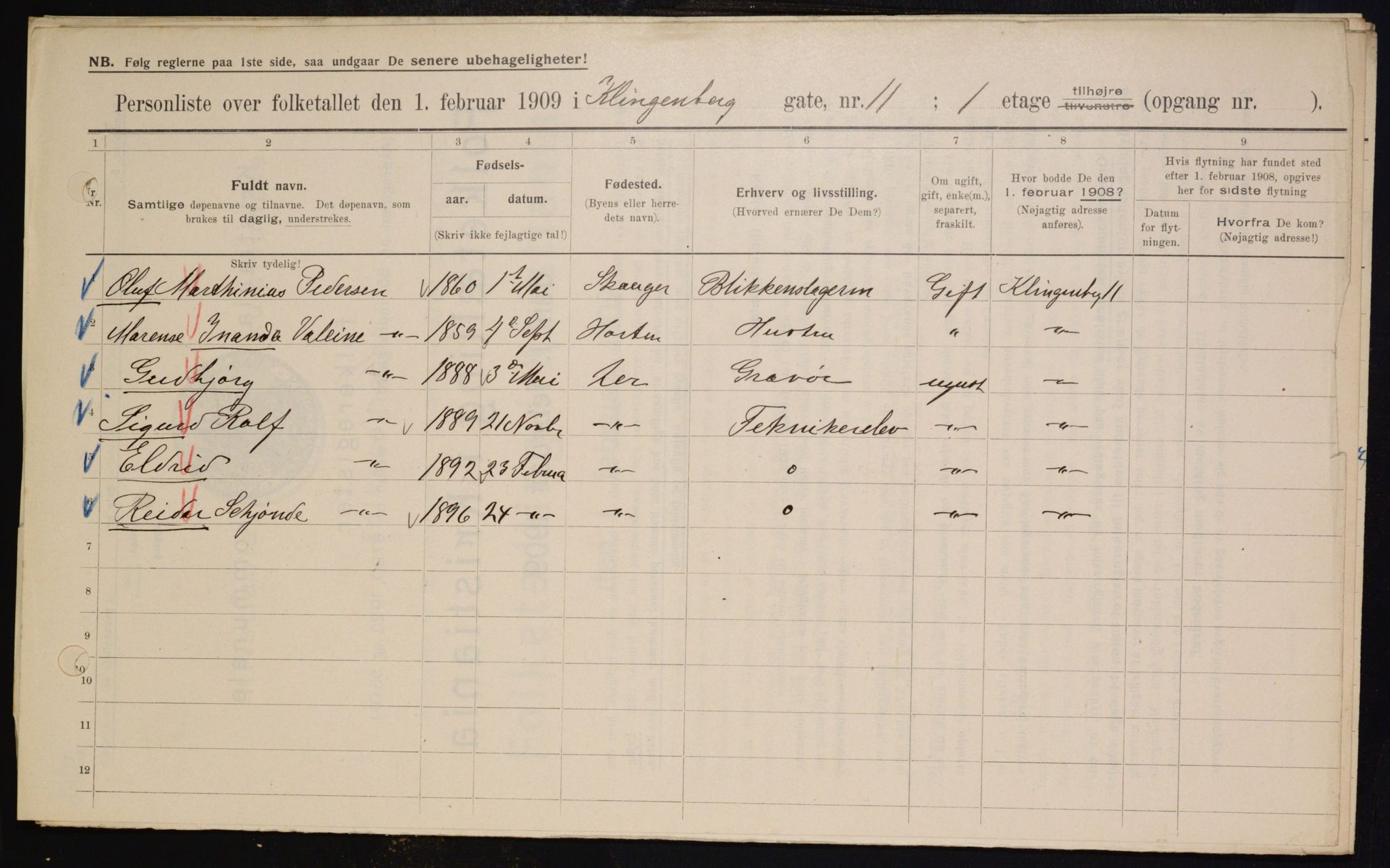 OBA, Municipal Census 1909 for Kristiania, 1909, p. 47577