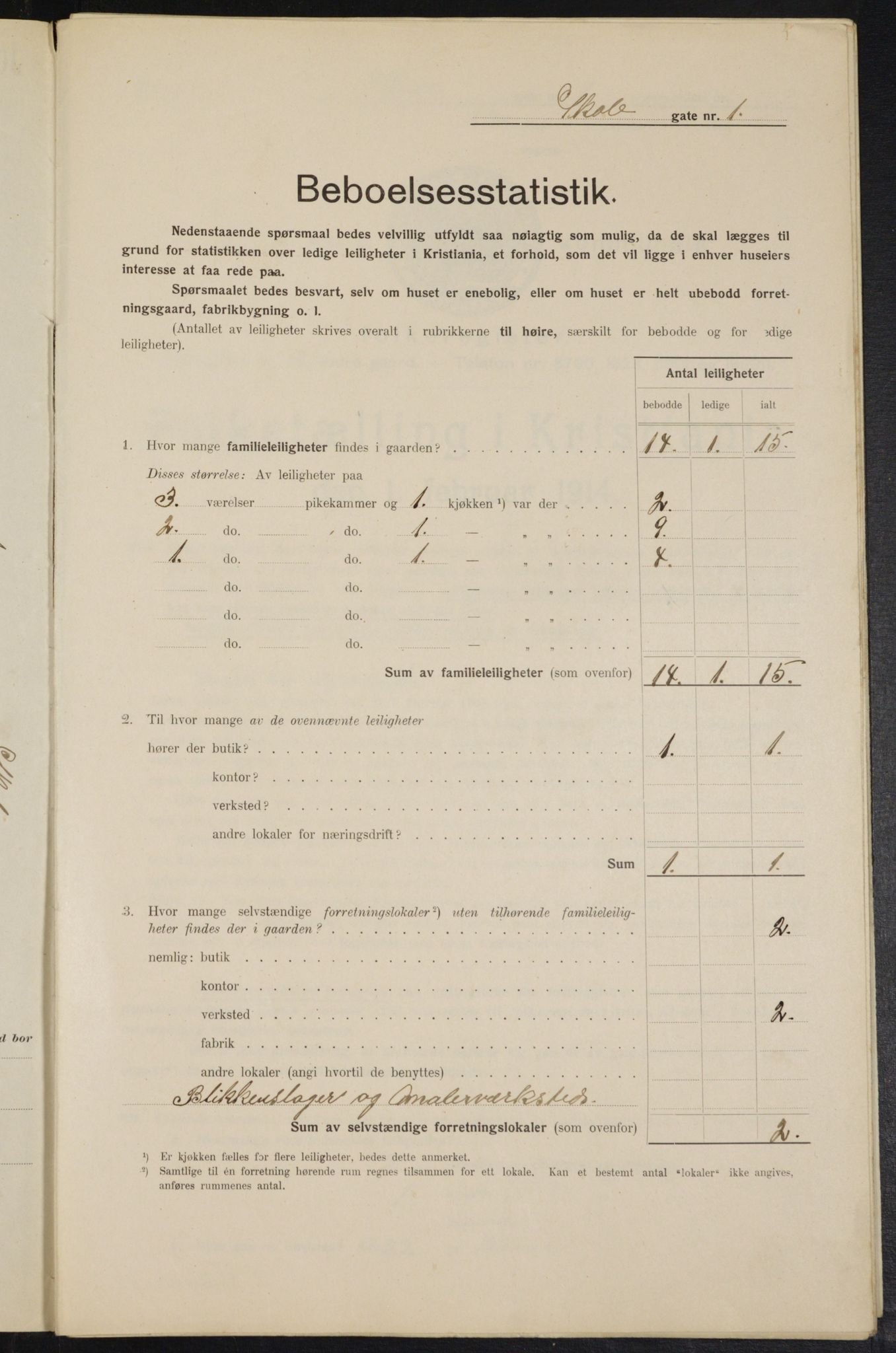 OBA, Municipal Census 1914 for Kristiania, 1914, p. 96049