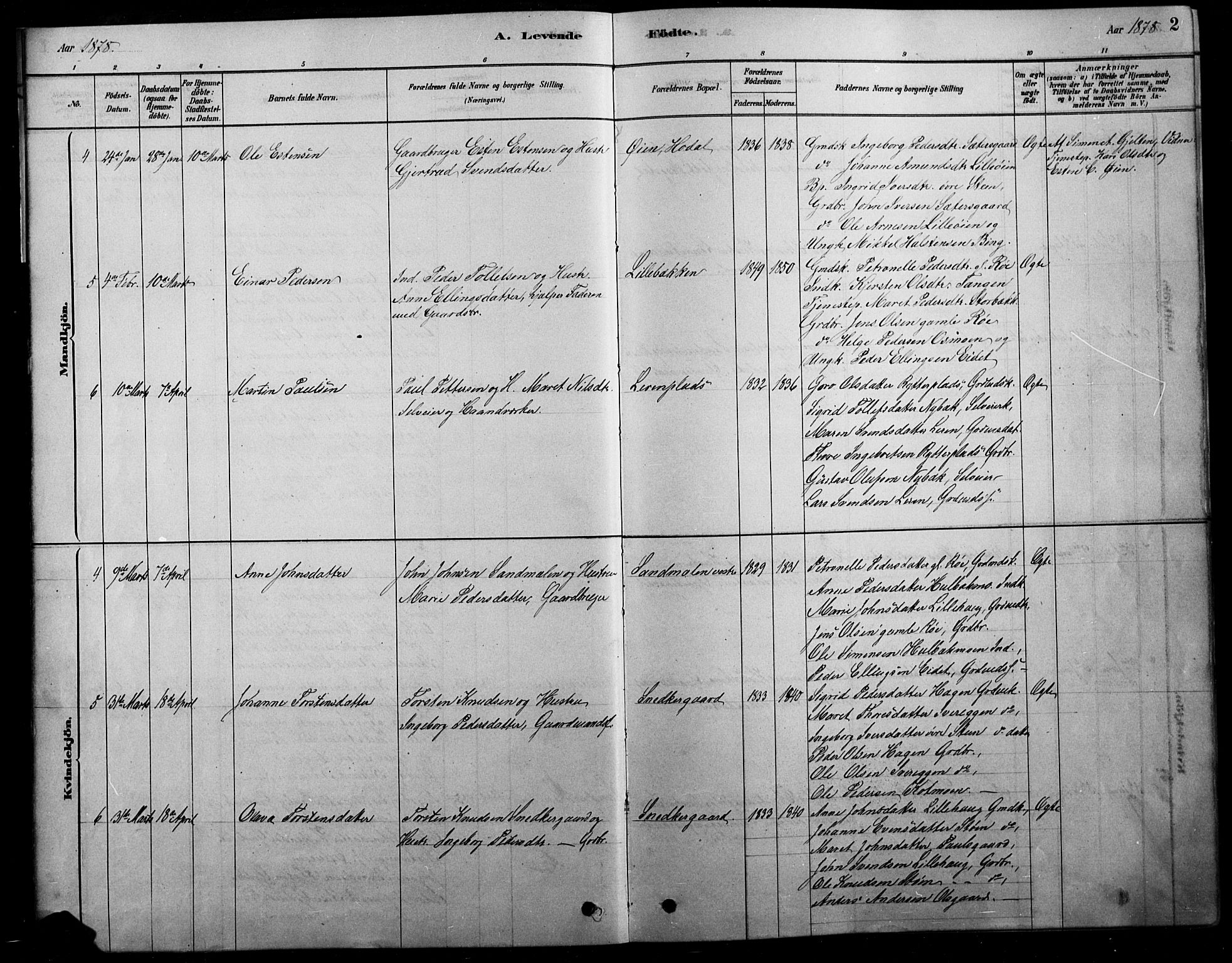 Tolga prestekontor, AV/SAH-PREST-062/L/L0007: Parish register (copy) no. 7, 1878-1919, p. 2