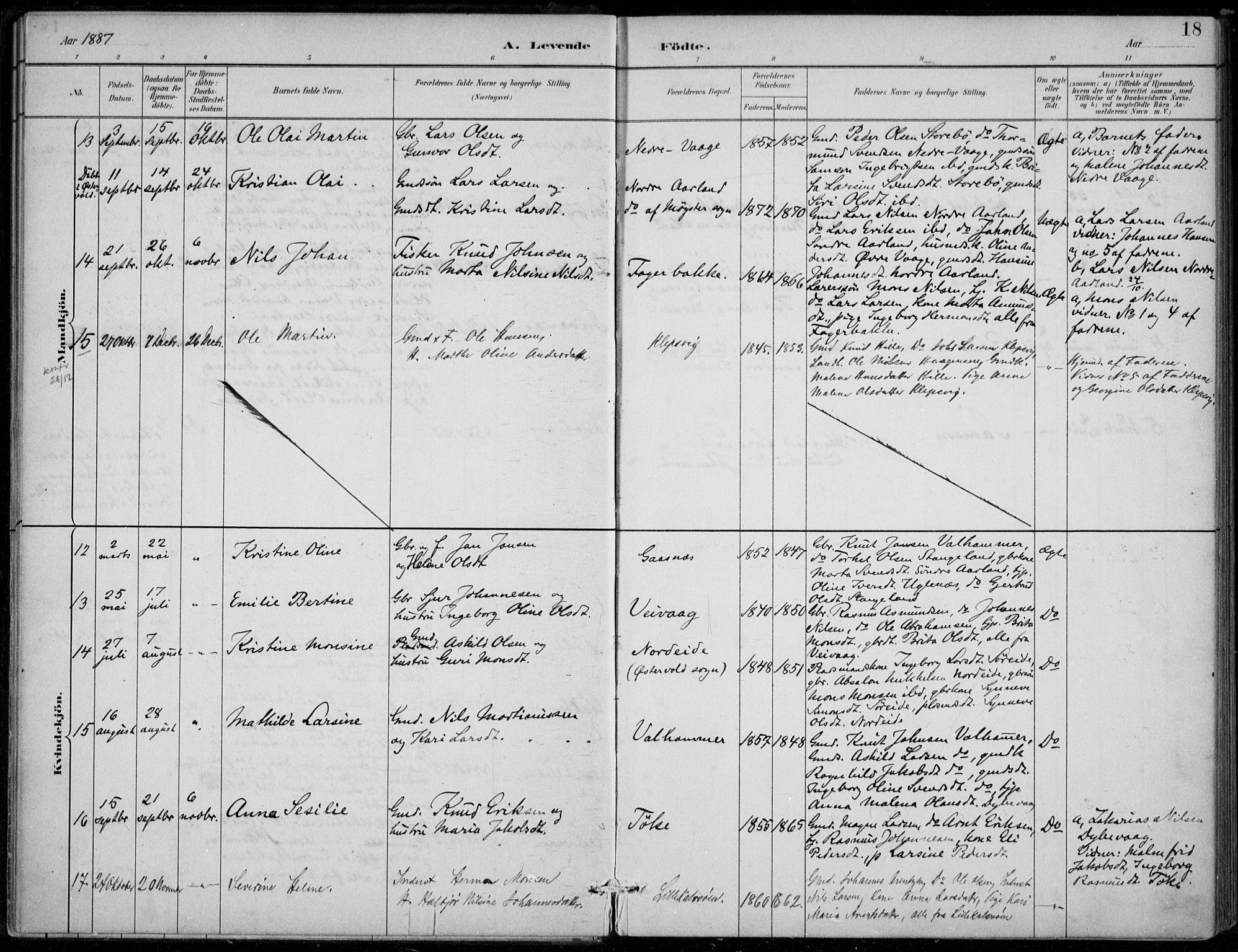 Sund sokneprestembete, AV/SAB-A-99930: Parish register (official) no. D 1, 1882-1899, p. 18