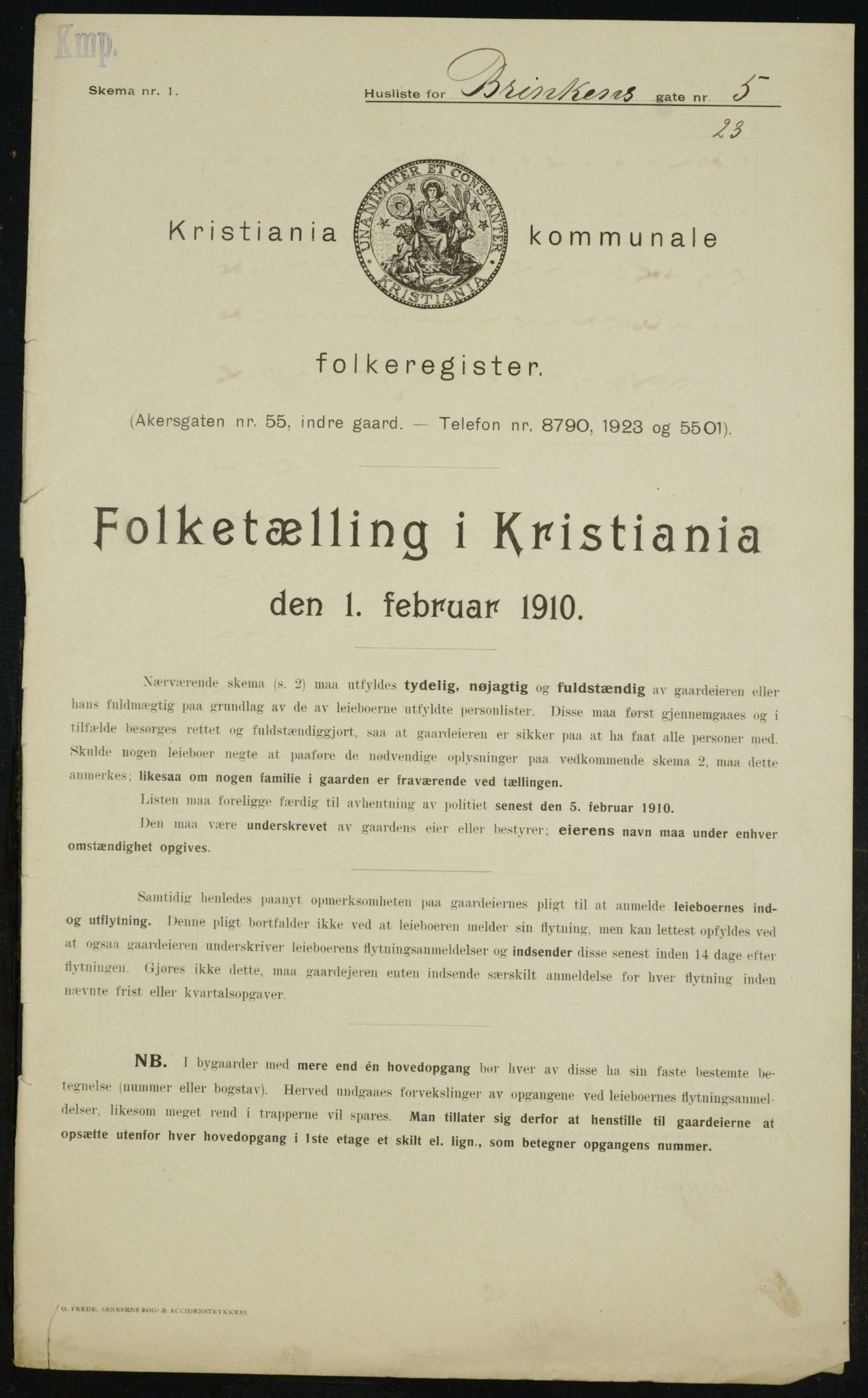 OBA, Municipal Census 1910 for Kristiania, 1910, p. 8459