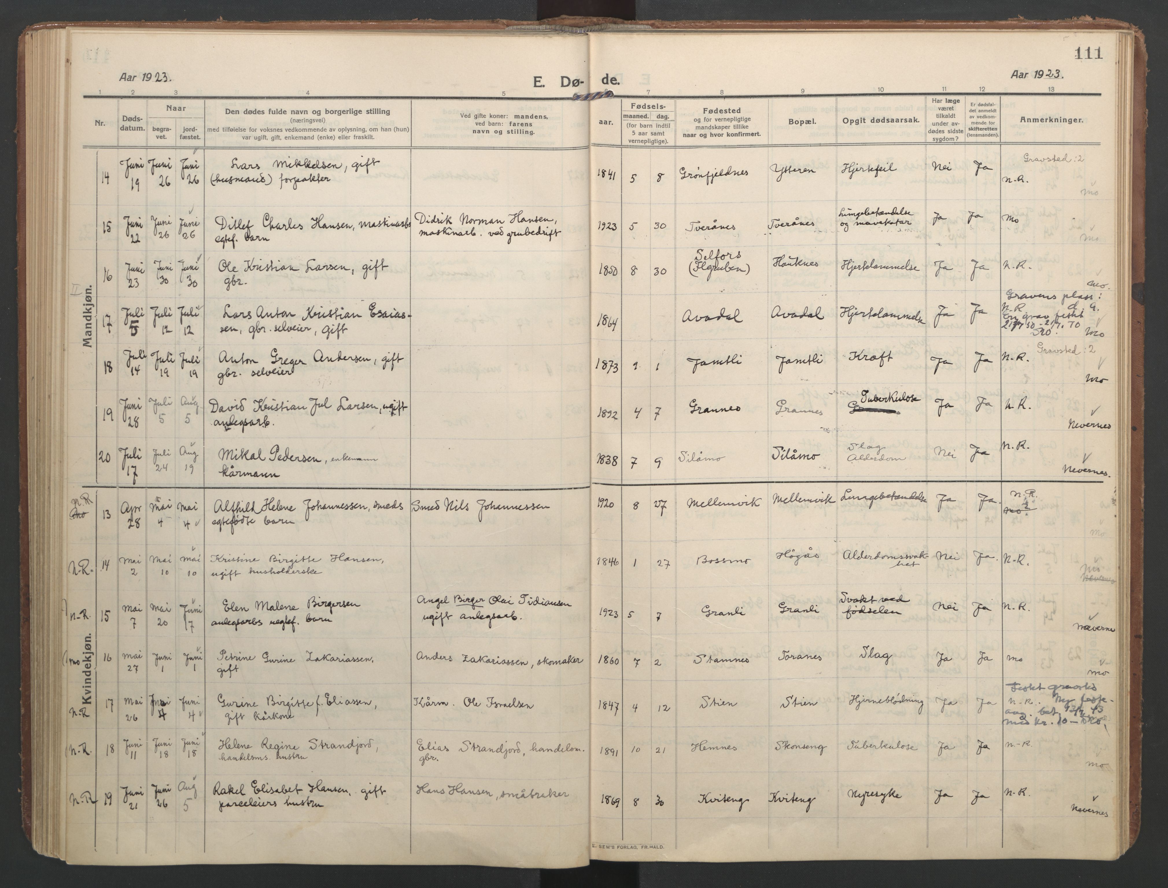 Ministerialprotokoller, klokkerbøker og fødselsregistre - Nordland, AV/SAT-A-1459/827/L0405: Parish register (official) no. 827A17, 1912-1925, p. 111