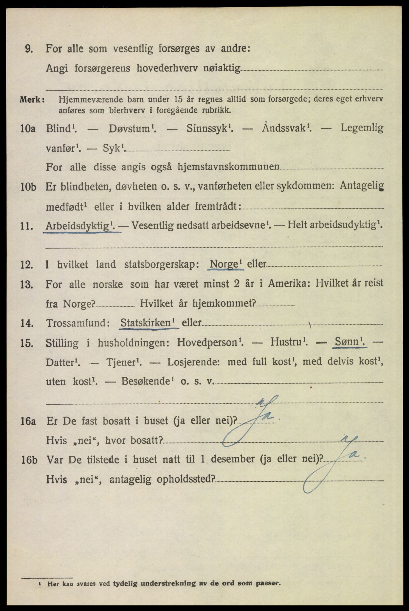 SAH, 1920 census for Tynset, 1920, p. 1539