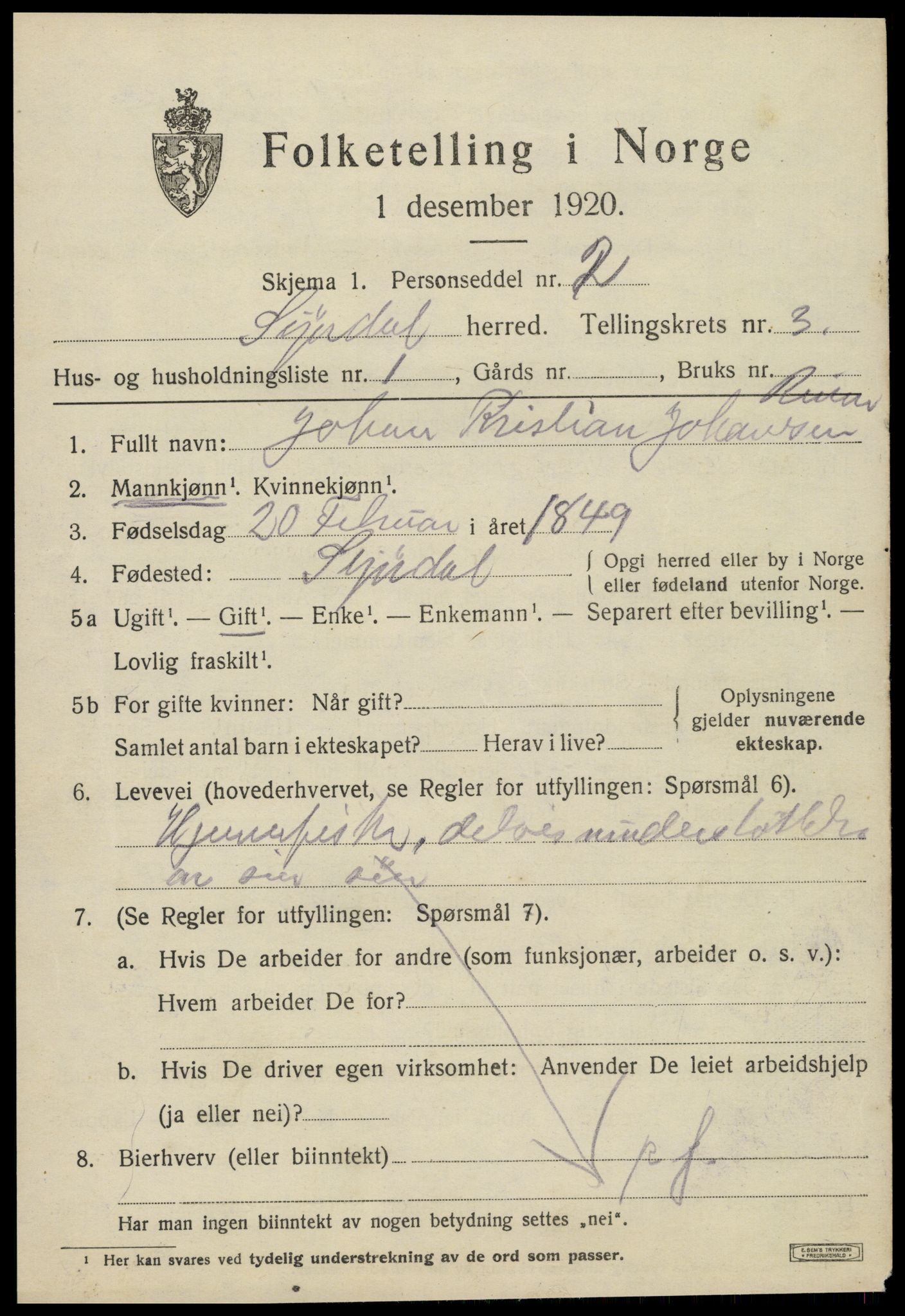 SAT, 1920 census for Stjørdal, 1920, p. 2538