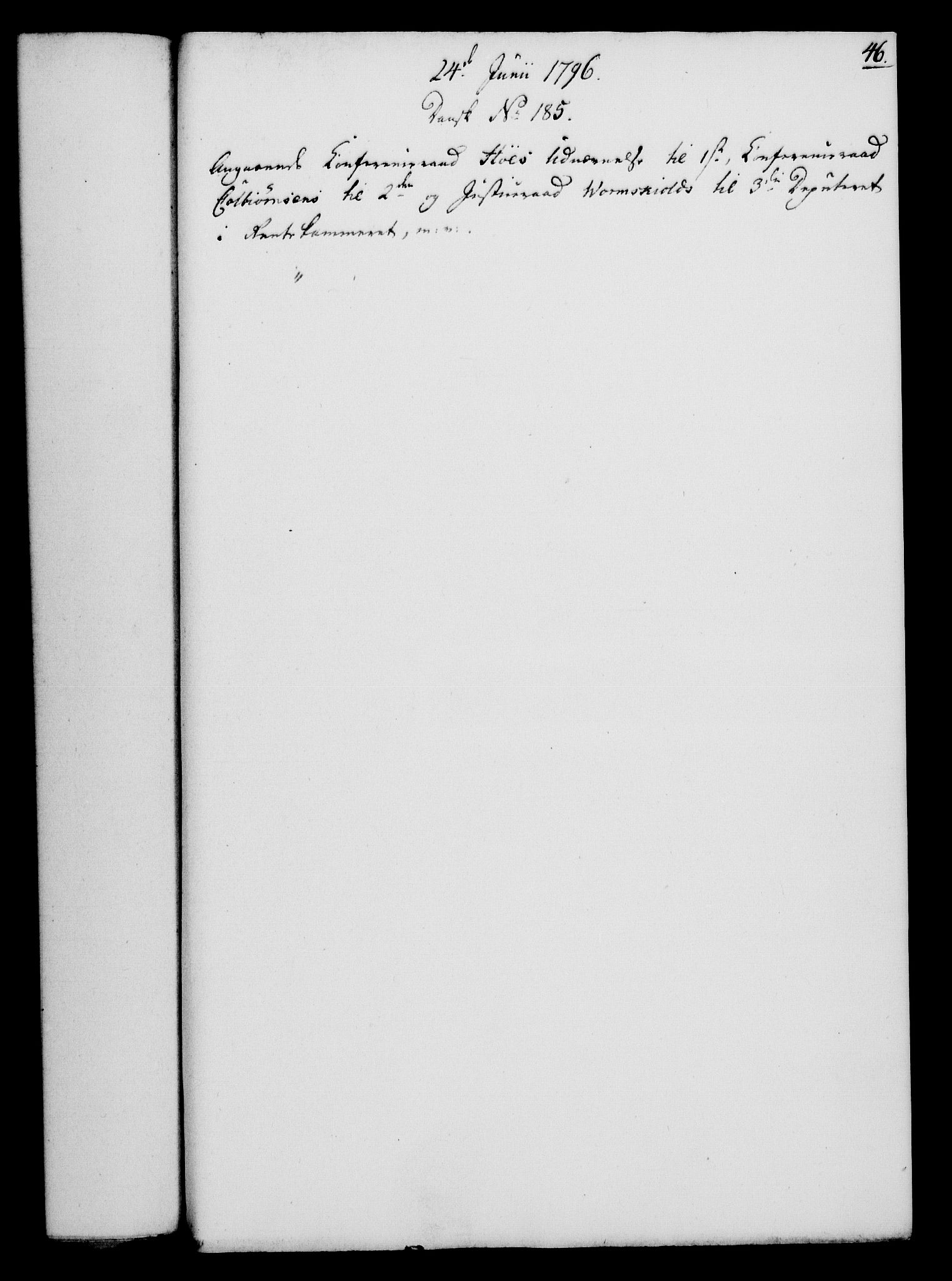 Rentekammeret, Kammerkanselliet, RA/EA-3111/G/Gf/Gfa/L0078: Norsk relasjons- og resolusjonsprotokoll (merket RK 52.78), 1796, p. 254