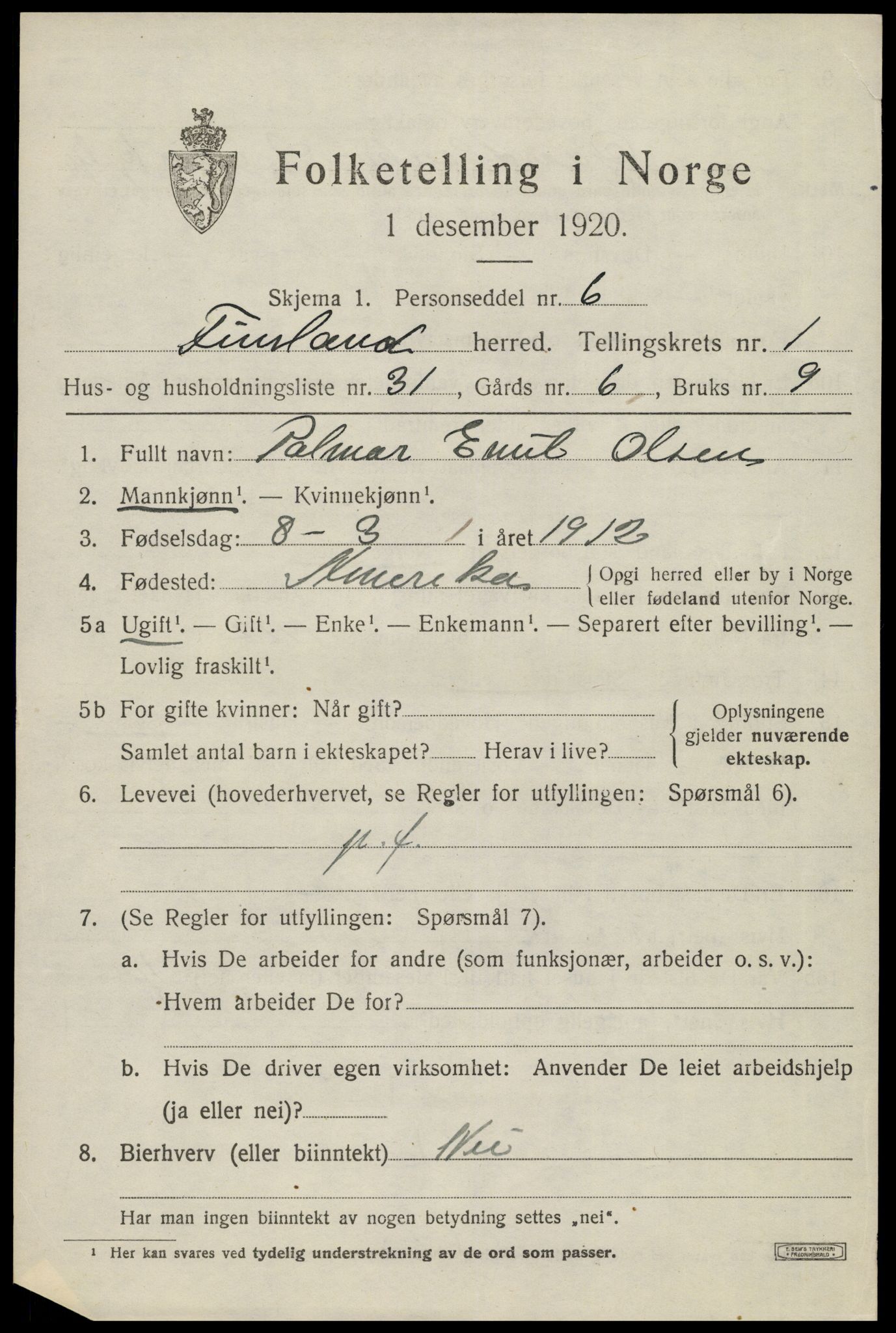 SAK, 1920 census for Finsland, 1920, p. 702