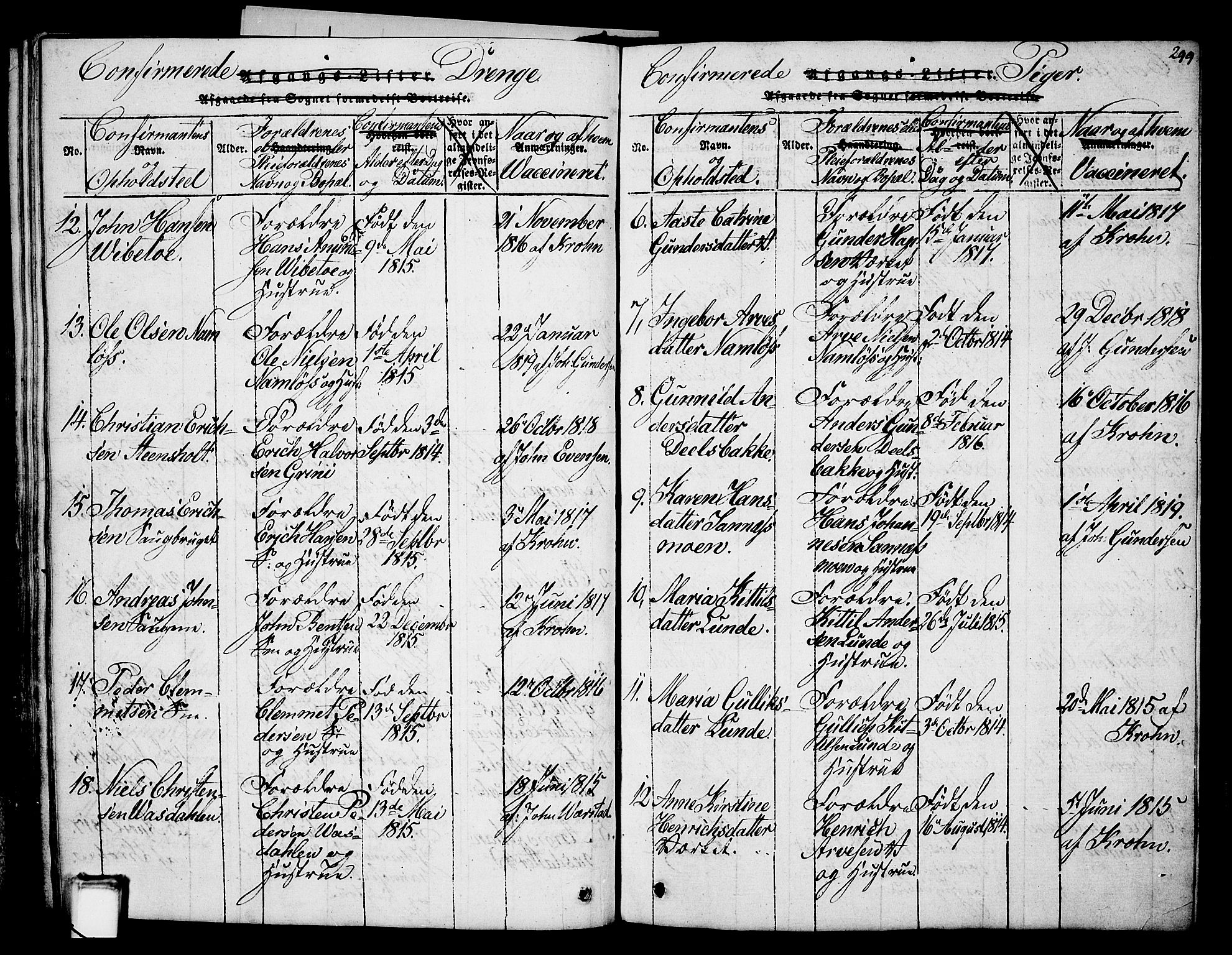 Holla kirkebøker, SAKO/A-272/G/Ga/L0001: Parish register (copy) no. I 1, 1814-1830, p. 299