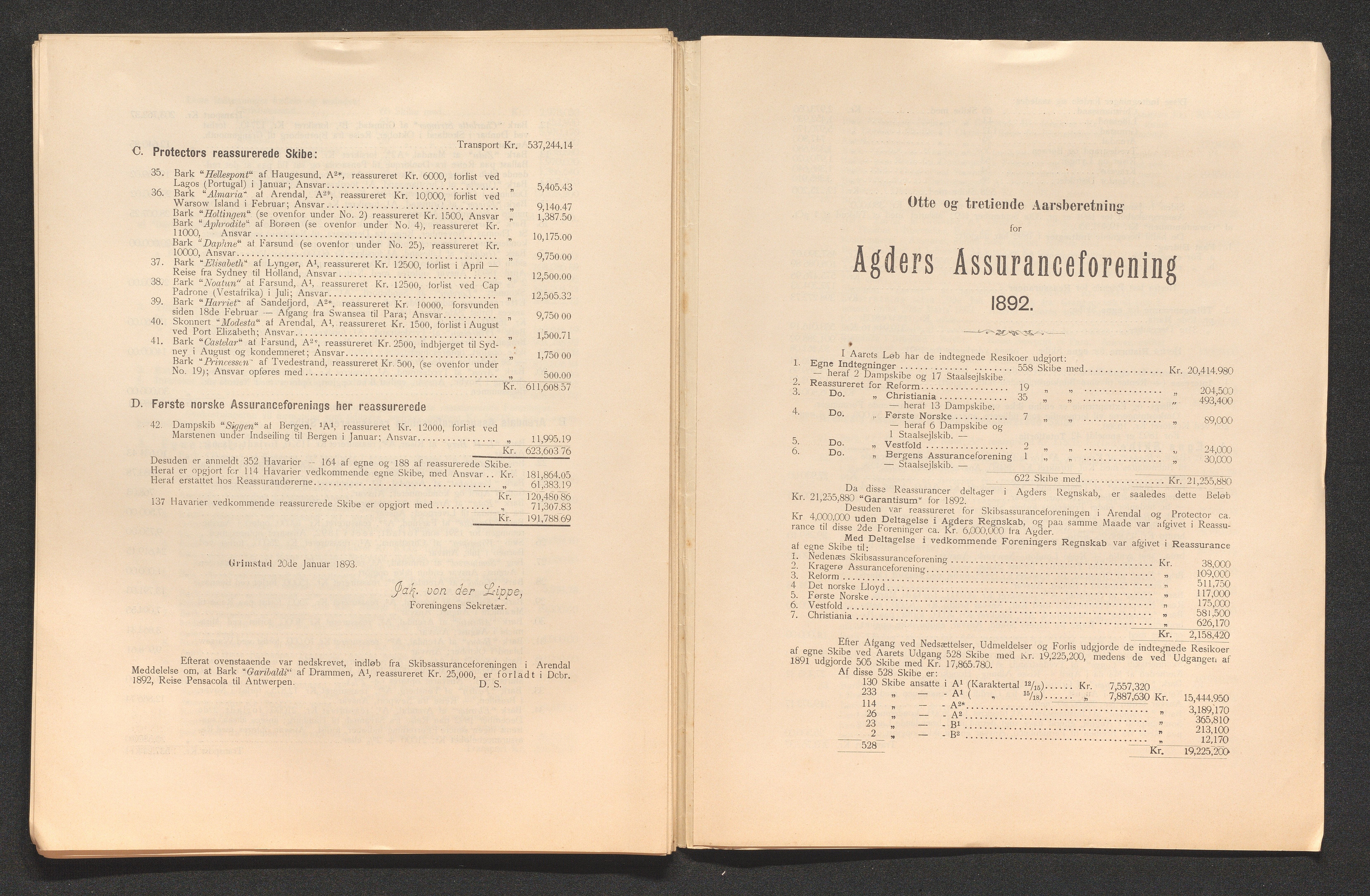 Agders Gjensidige Assuranceforening, AAKS/PA-1718/05/L0003: Regnskap, seilavdeling, pakkesak, 1890-1912
