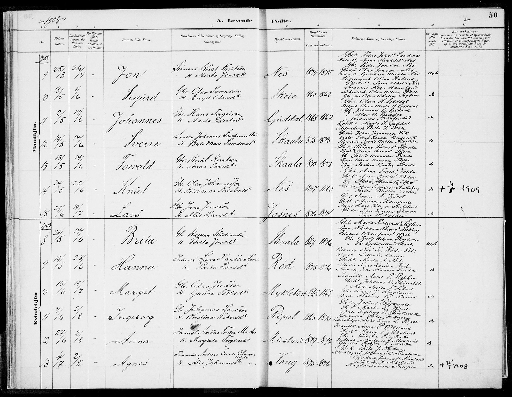 Kvinnherad sokneprestembete, SAB/A-76401/H/Haa: Parish register (official) no. B  1, 1887-1921, p. 50
