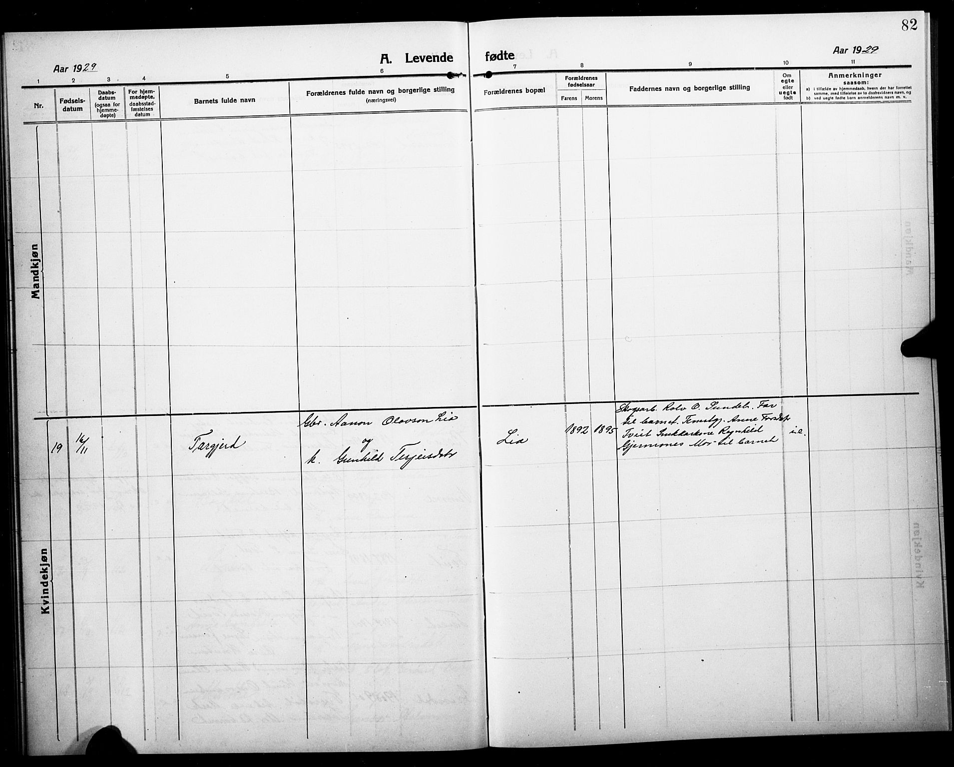 Åmli sokneprestkontor, SAK/1111-0050/F/Fb/Fbc/L0006: Parish register (copy) no. B 6, 1915-1929, p. 82
