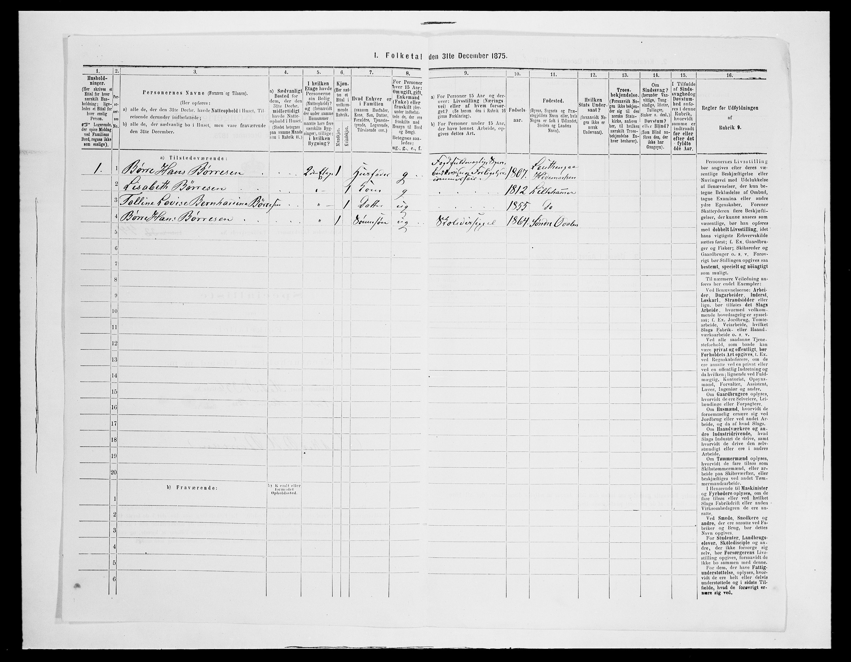 SAH, 1875 census for 0501B Fåberg/Lillehammer, 1875, p. 97