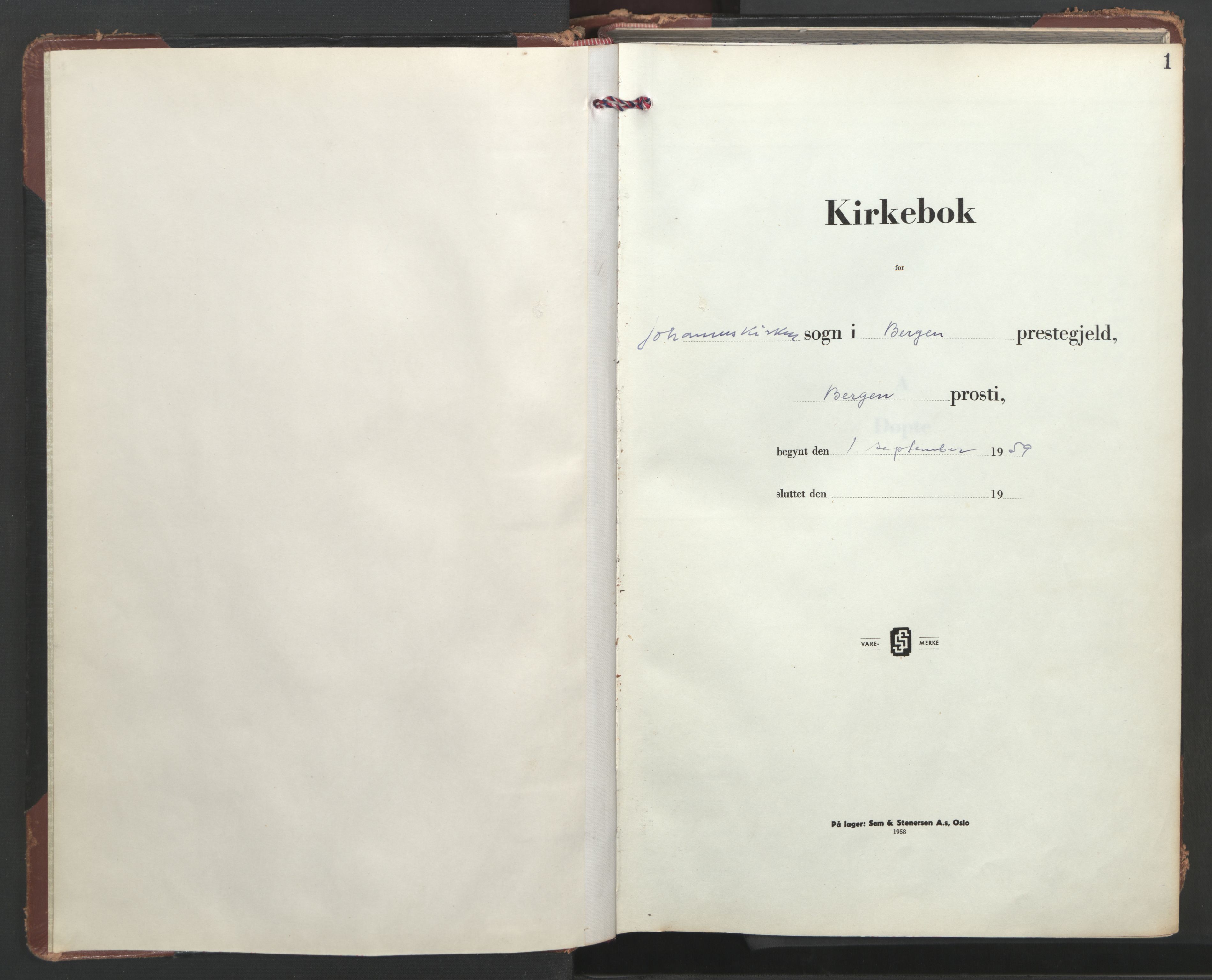 Johanneskirken sokneprestembete, SAB/A-76001/H/Hab: Parish register (copy) no. A 5, 1959-1970, p. 0b-1a