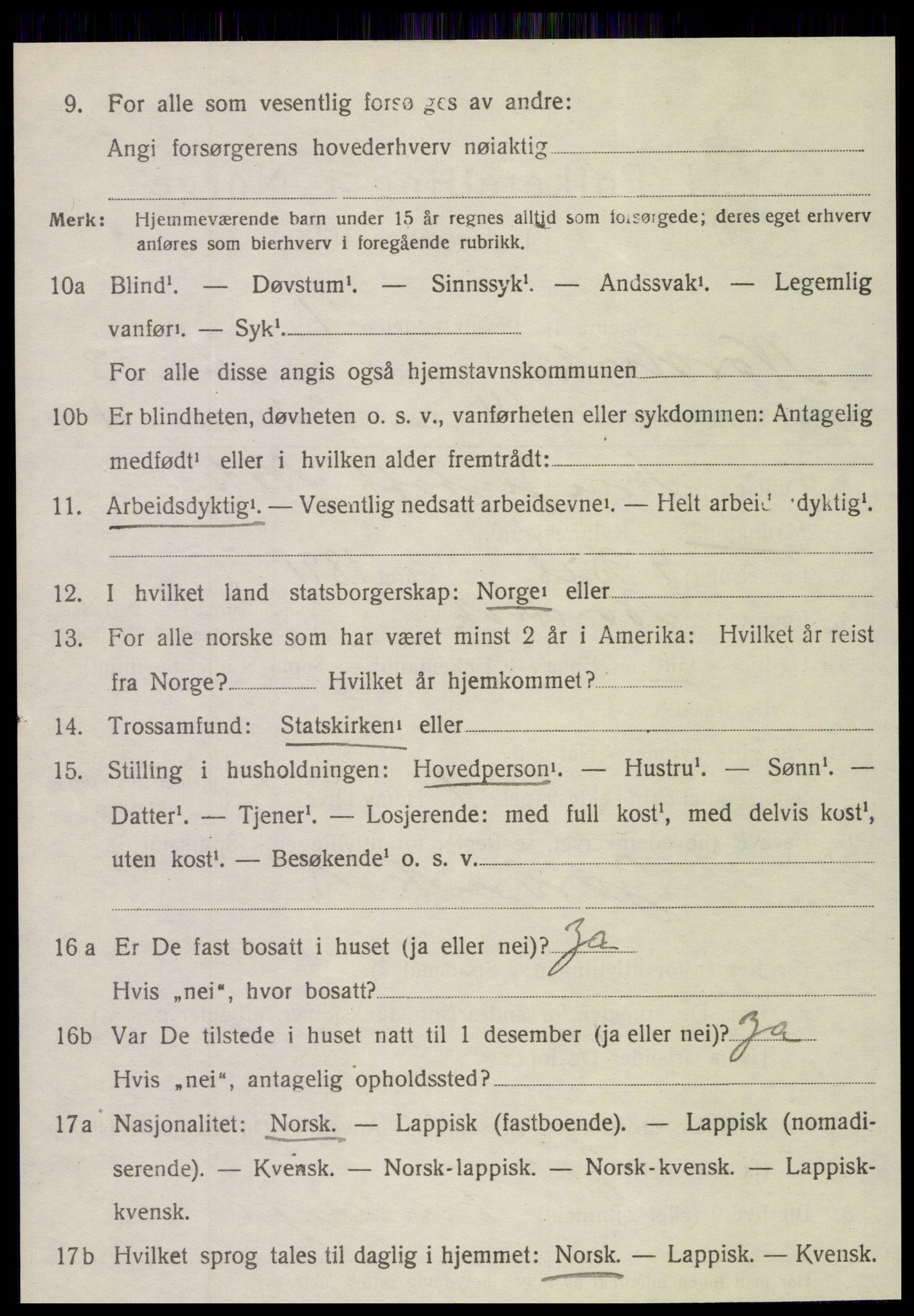 SAT, 1920 census for Nordvik, 1920, p. 1441