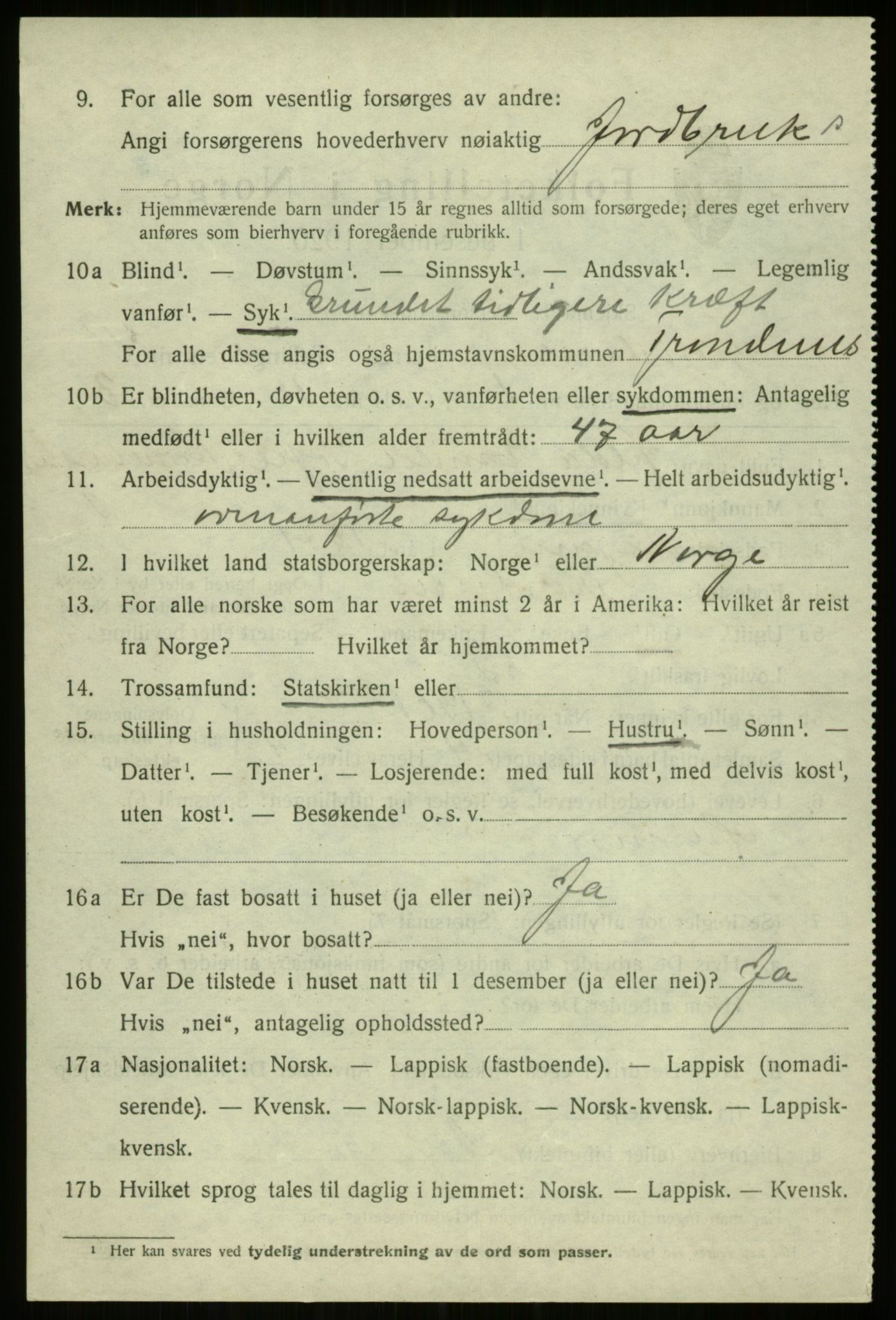 SATØ, 1920 census for Trondenes, 1920, p. 4852