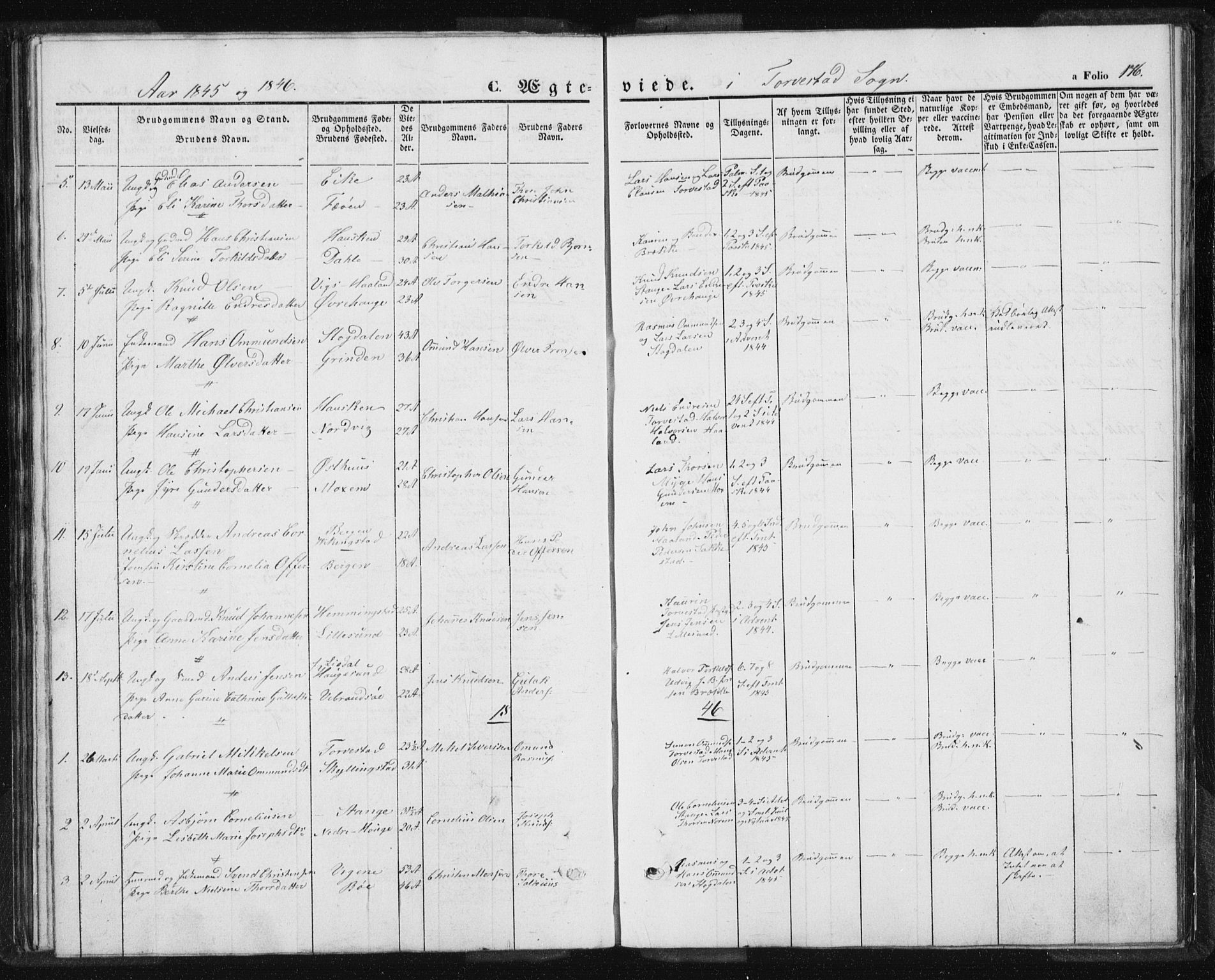 Torvastad sokneprestkontor, SAST/A -101857/H/Ha/Haa/L0005: Parish register (official) no. A 5, 1836-1847, p. 176