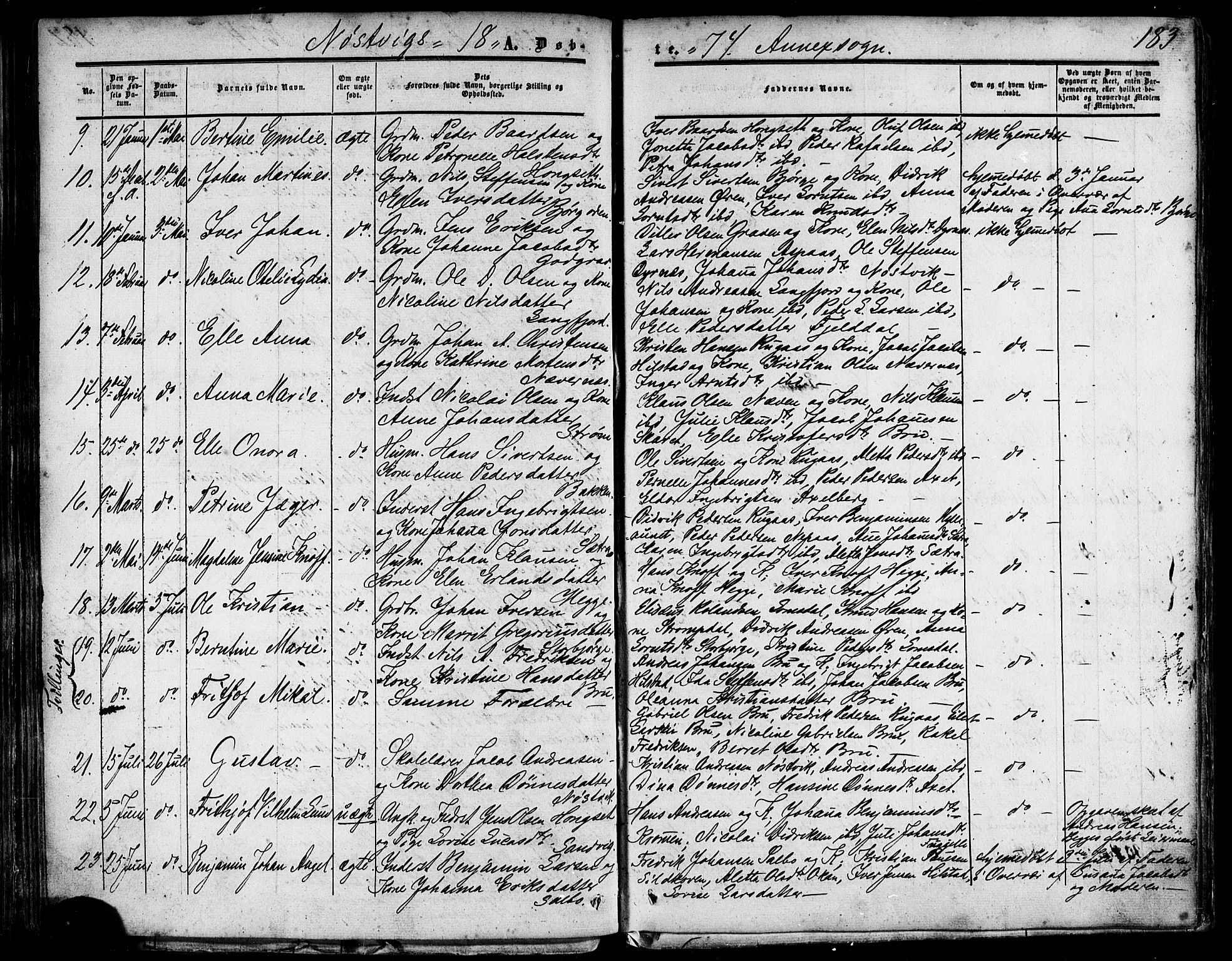 Ministerialprotokoller, klokkerbøker og fødselsregistre - Nordland, AV/SAT-A-1459/814/L0224: Parish register (official) no. 814A05, 1834-1874, p. 183