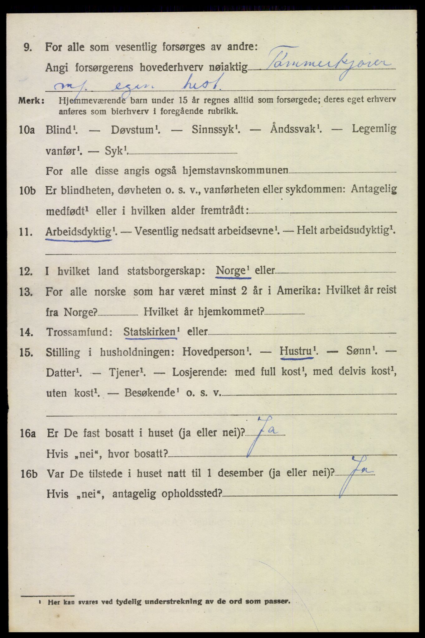 SAH, 1920 census for Trysil, 1920, p. 3092