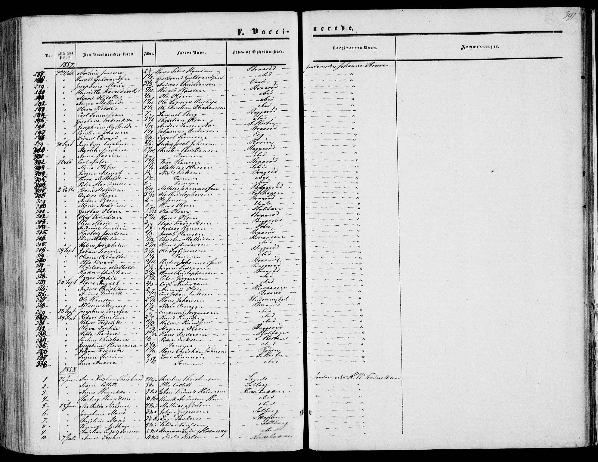 Borre kirkebøker, AV/SAKO-A-338/F/Fa/L0006: Parish register (official) no. I 6, 1852-1862, p. 391