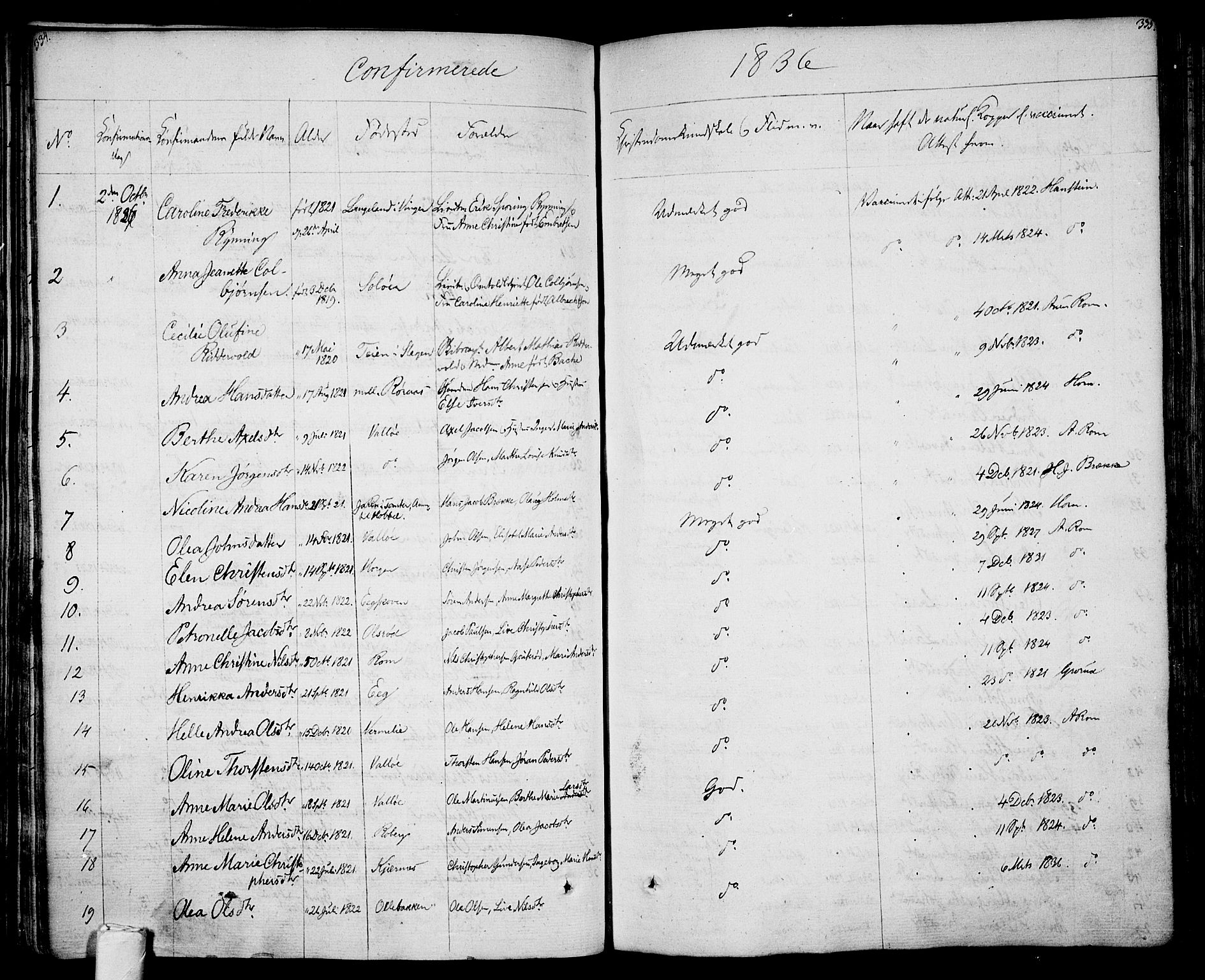 Sem kirkebøker, AV/SAKO-A-5/F/Fa/L0005: Parish register (official) no. I 5, 1825-1842, p. 334-335