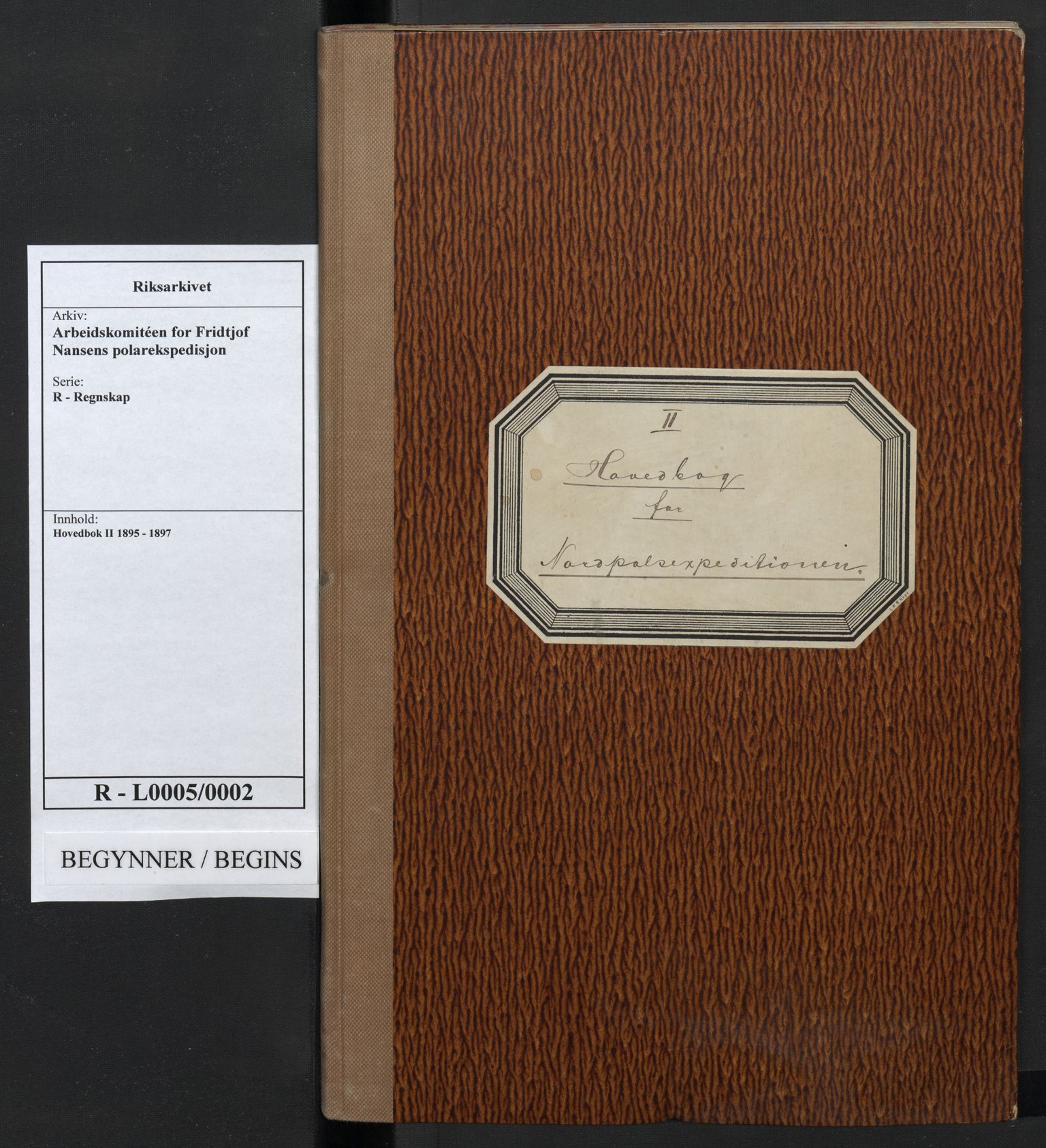 Arbeidskomitéen for Fridtjof Nansens polarekspedisjon, AV/RA-PA-0061/R/L0005/0002: Regnskapsbøker / Hovedbok II, 1895-1897