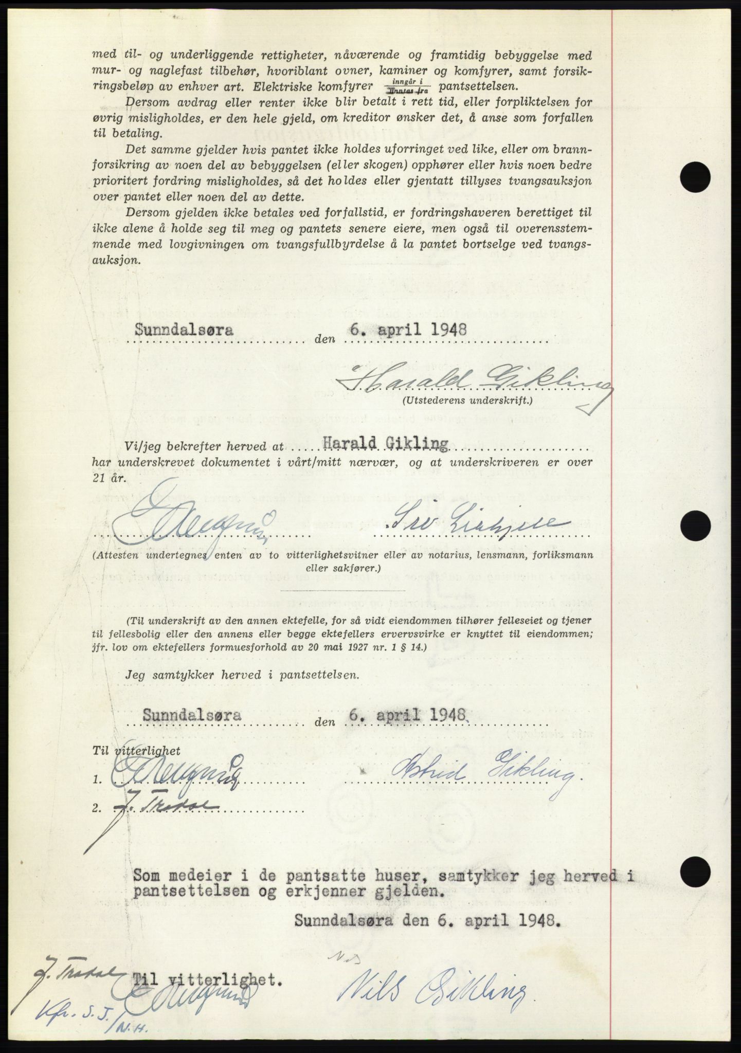 Nordmøre sorenskriveri, AV/SAT-A-4132/1/2/2Ca: Mortgage book no. B98, 1948-1948, Diary no: : 799/1948