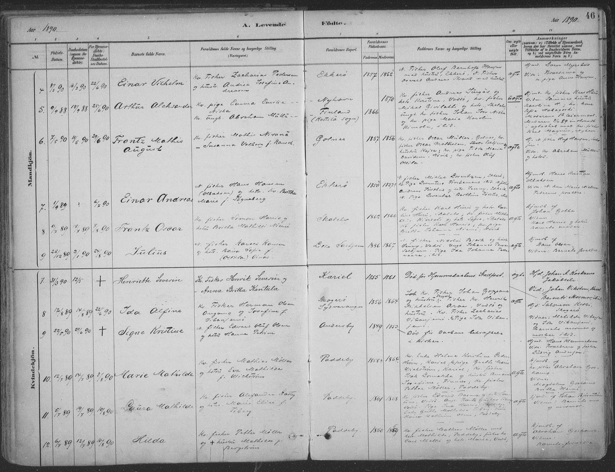 Vadsø sokneprestkontor, SATØ/S-1325/H/Ha/L0009kirke: Parish register (official) no. 9, 1881-1917, p. 46