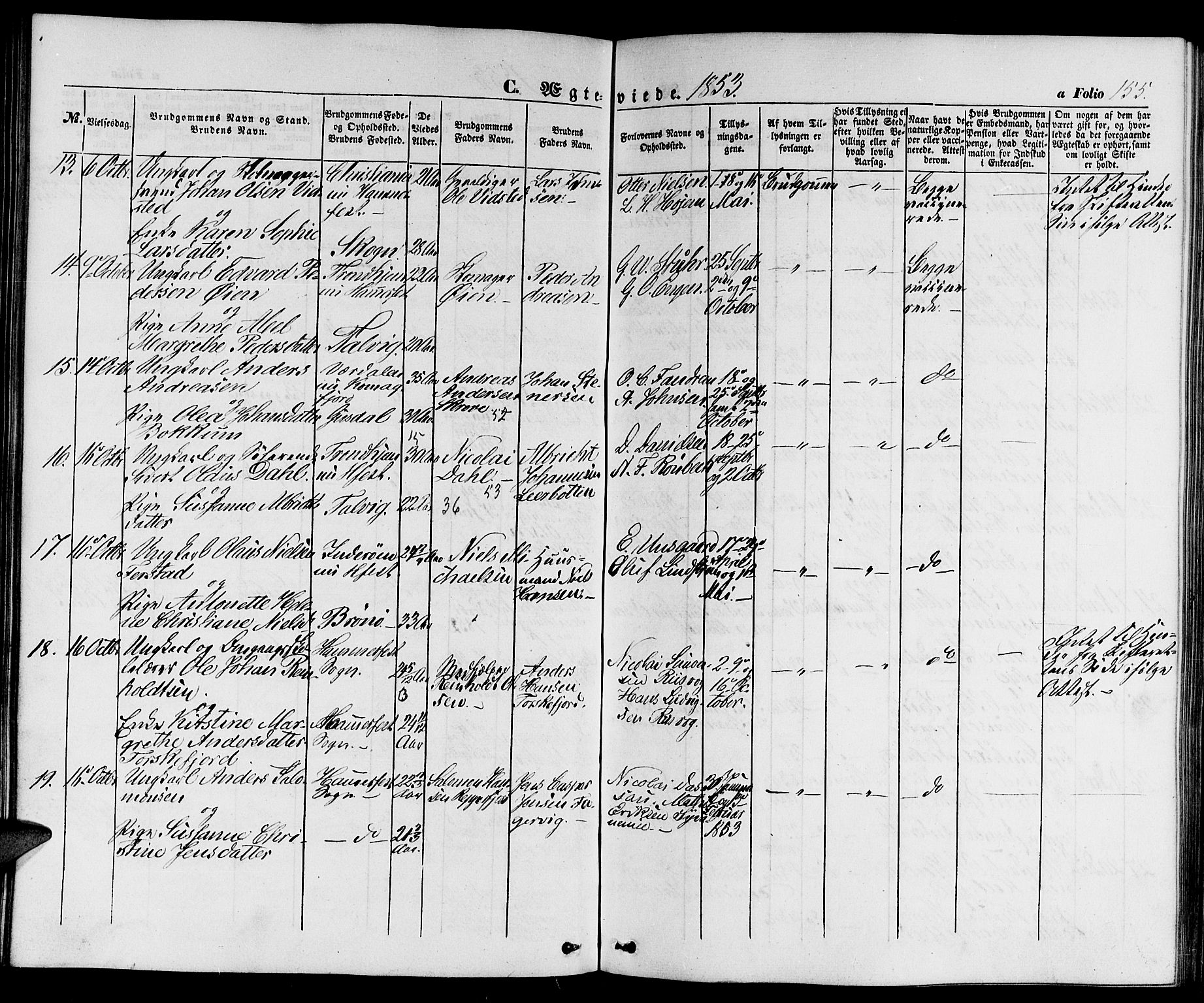 Hammerfest sokneprestkontor, SATØ/S-1347/H/Hb/L0002.klokk: Parish register (copy) no. 2, 1851-1861, p. 155