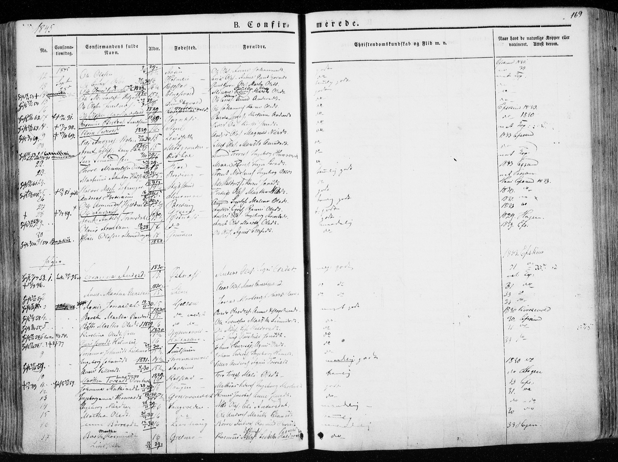 Ministerialprotokoller, klokkerbøker og fødselsregistre - Nord-Trøndelag, SAT/A-1458/723/L0239: Parish register (official) no. 723A08, 1841-1851, p. 169