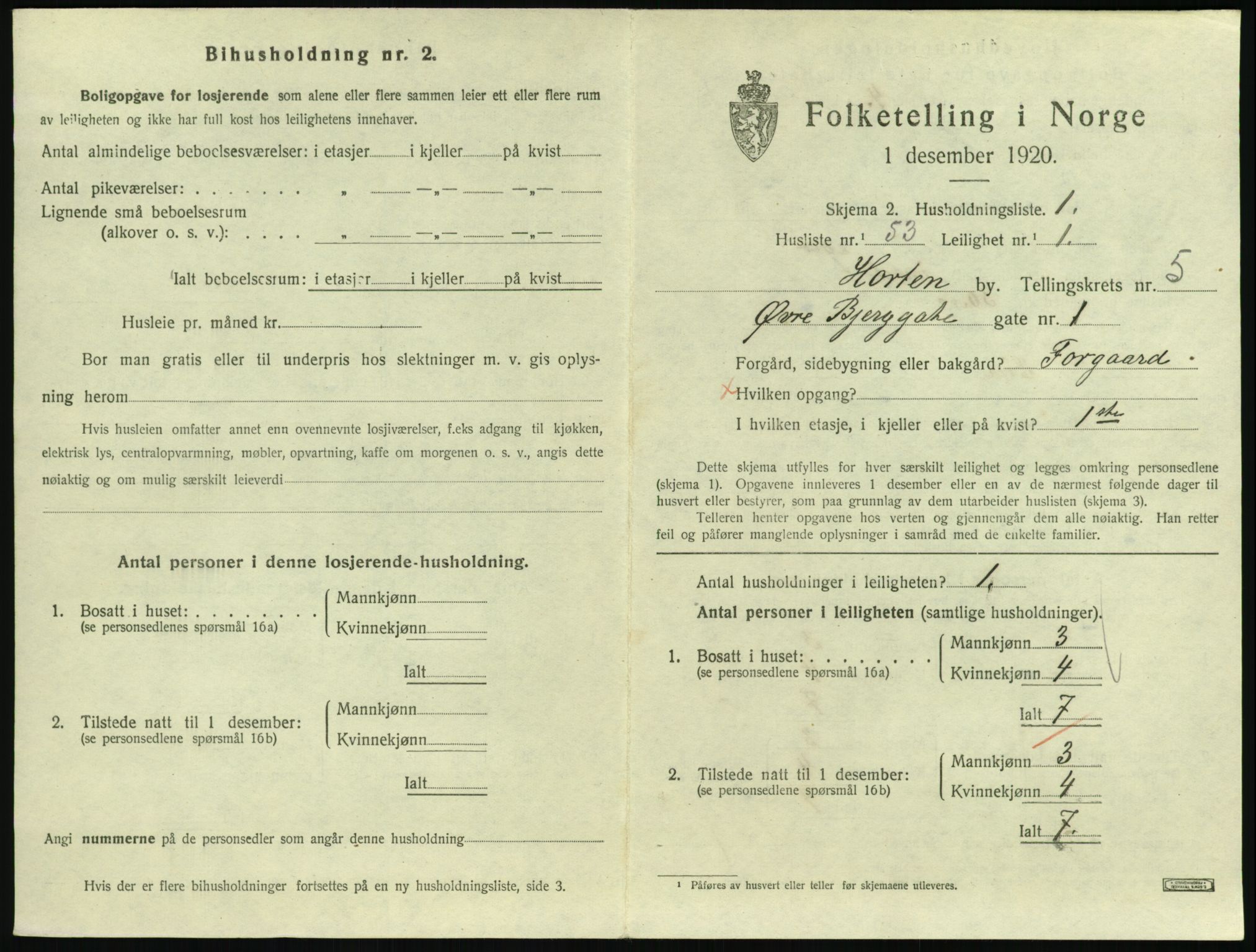 SAKO, 1920 census for Horten, 1920, p. 5861