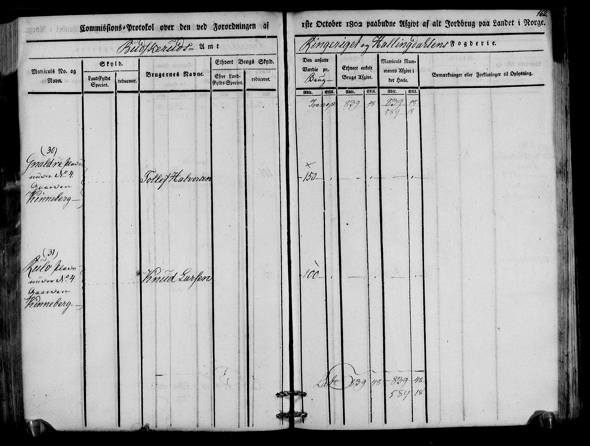 Rentekammeret inntil 1814, Realistisk ordnet avdeling, AV/RA-EA-4070/N/Ne/Nea/L0047: Ringerike og Hallingdal fogderi. Kommisjonsprotokoll for Nes prestegjeld, 1803, p. 165