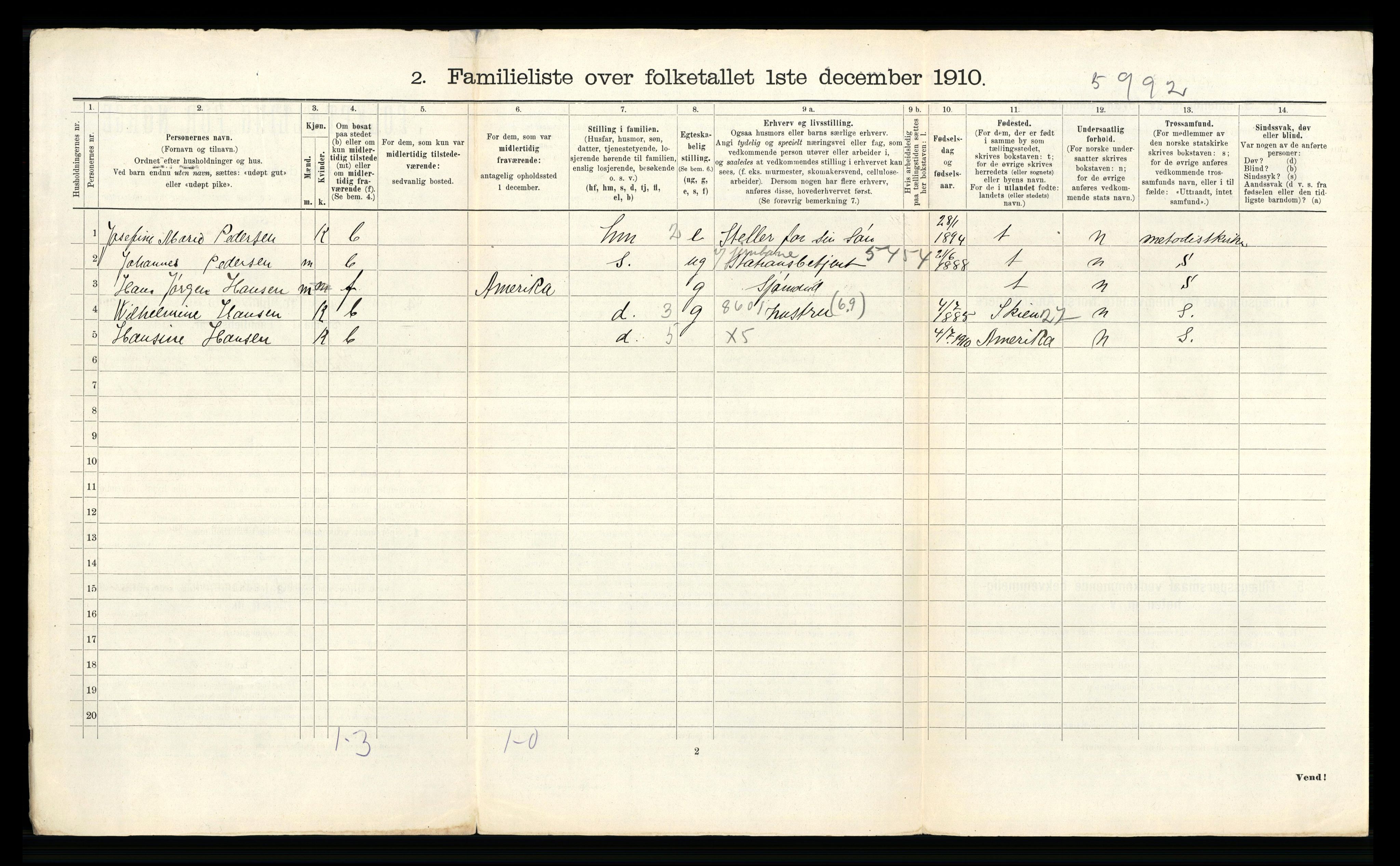 RA, 1910 census for Larvik, 1910, p. 2348