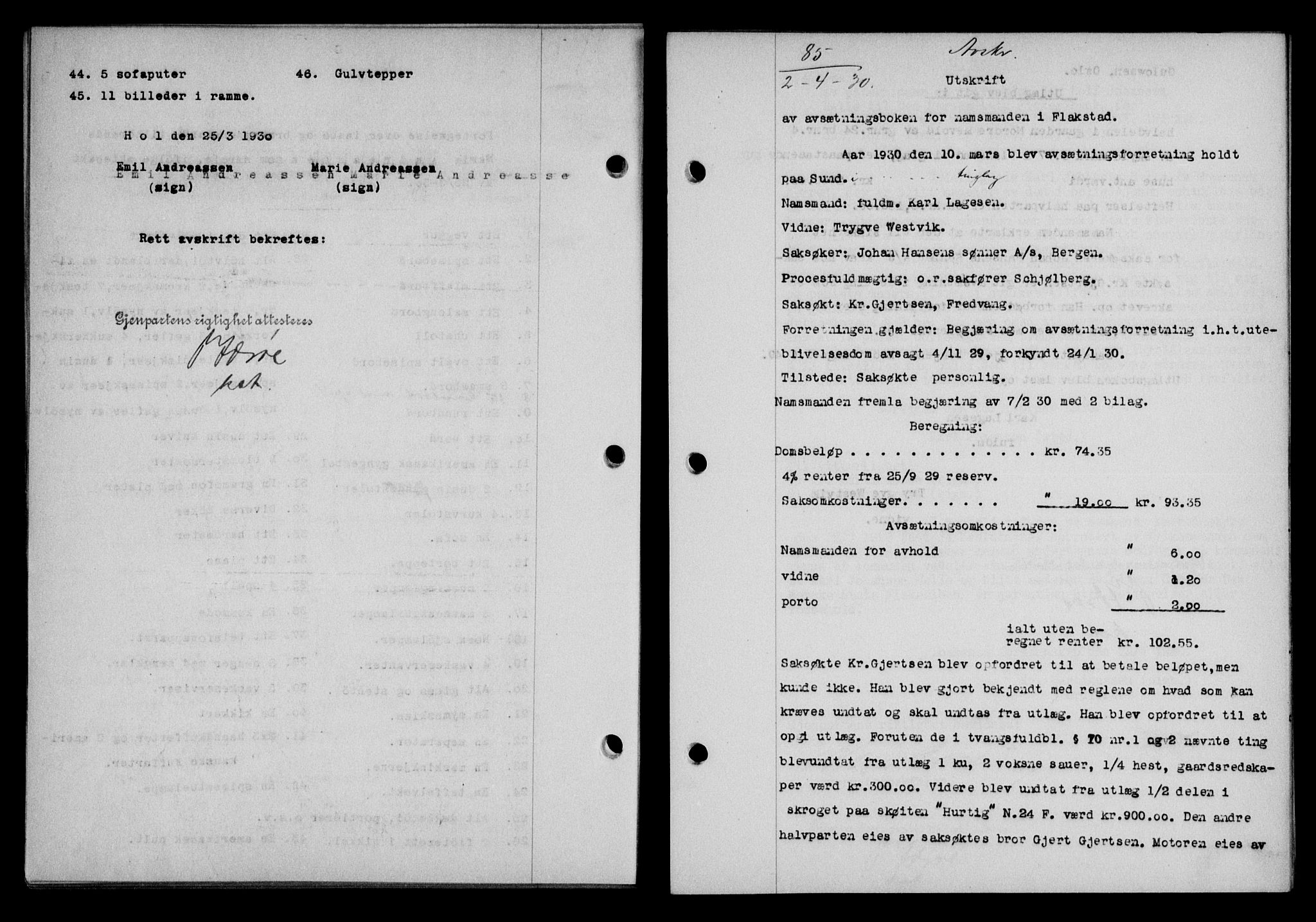 Lofoten sorenskriveri, SAT/A-0017/1/2/2C/L0021b: Mortgage book no. 21b, 1930-1930, Deed date: 02.04.1930