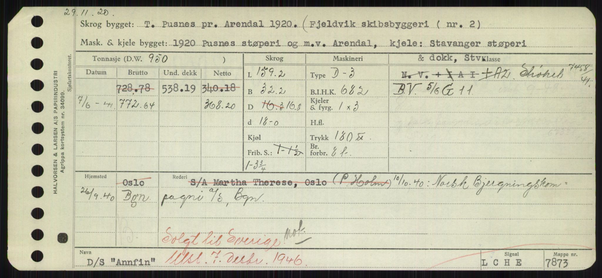 Sjøfartsdirektoratet med forløpere, Skipsmålingen, RA/S-1627/H/Hd/L0001: Fartøy, A-Anv, p. 761