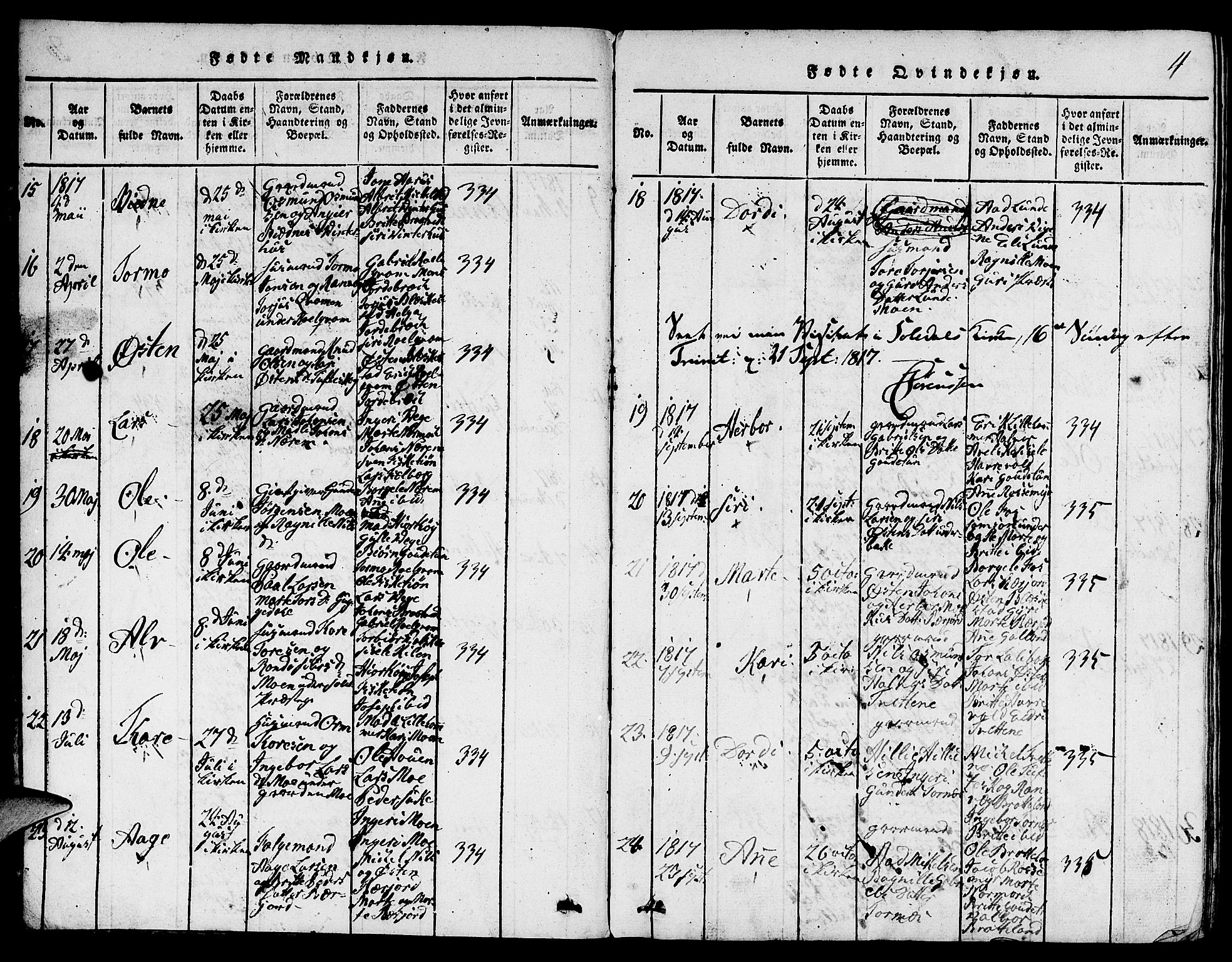 Suldal sokneprestkontor, AV/SAST-A-101845/01/V/L0001: Parish register (copy) no. B 1, 1816-1836, p. 4
