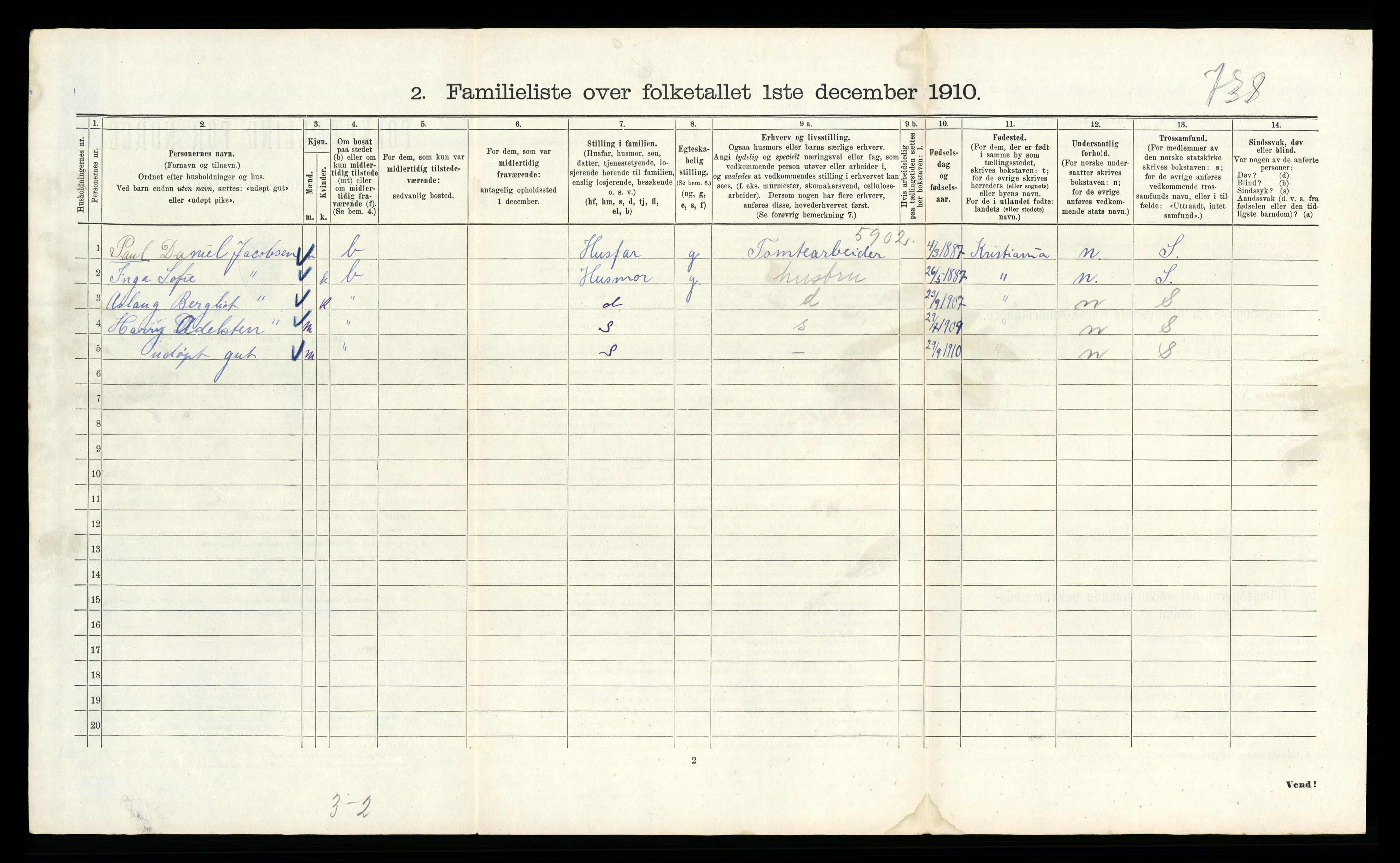 RA, 1910 census for Kristiania, 1910, p. 81562