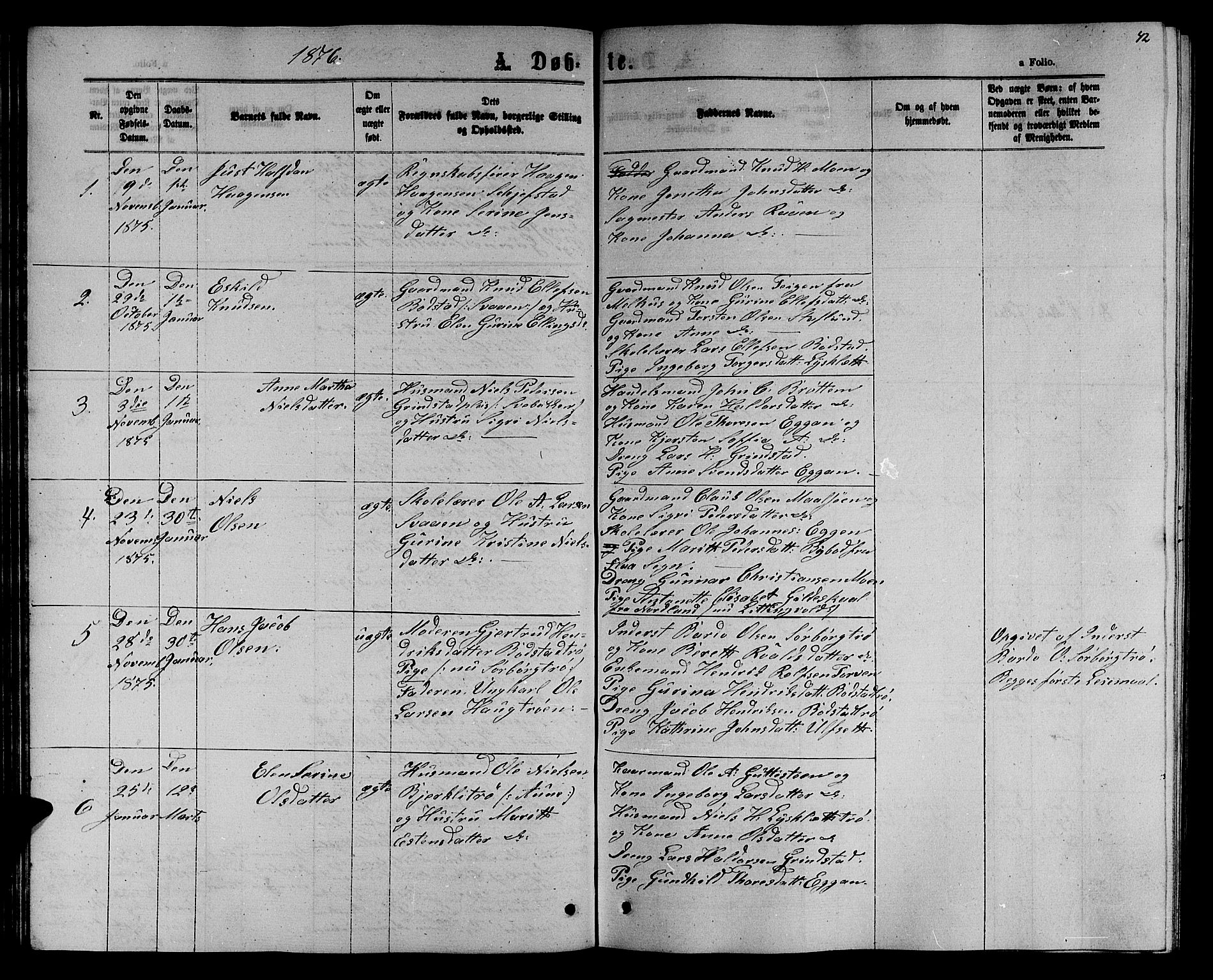 Ministerialprotokoller, klokkerbøker og fødselsregistre - Sør-Trøndelag, SAT/A-1456/618/L0451: Parish register (copy) no. 618C02, 1865-1883, p. 42