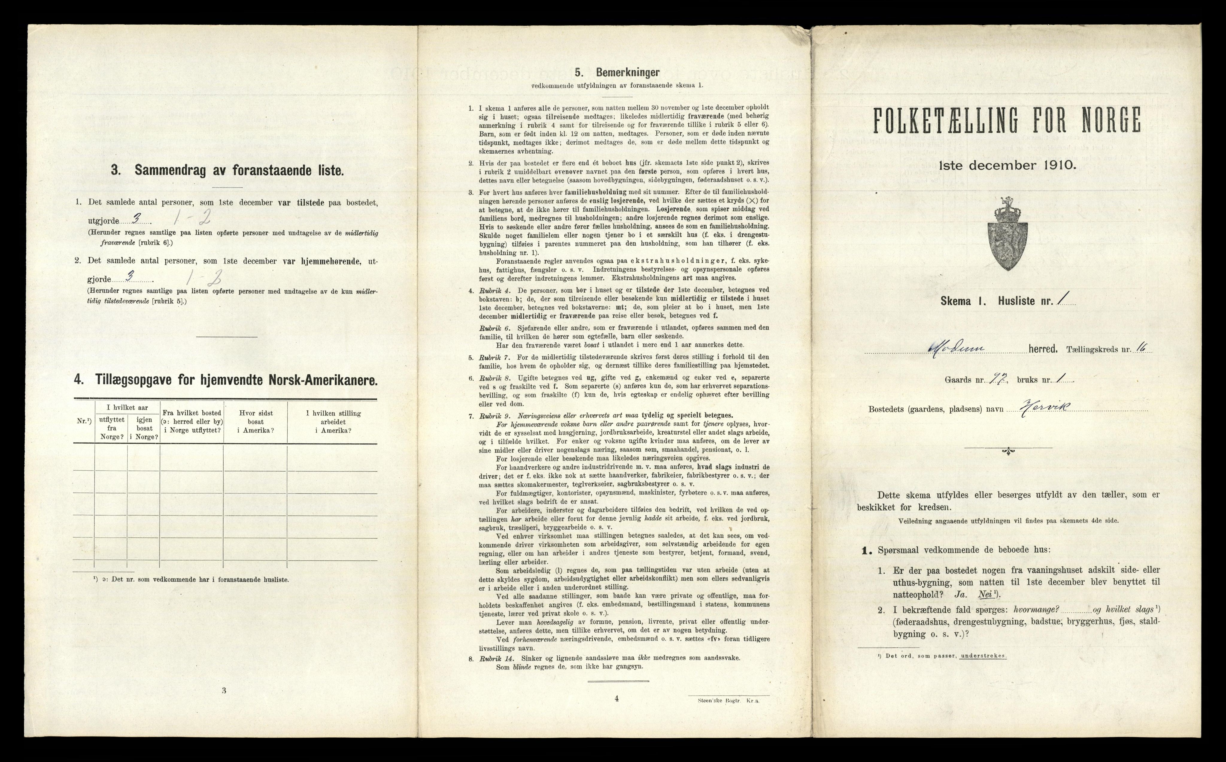 RA, 1910 census for Modum, 1910, p. 2710