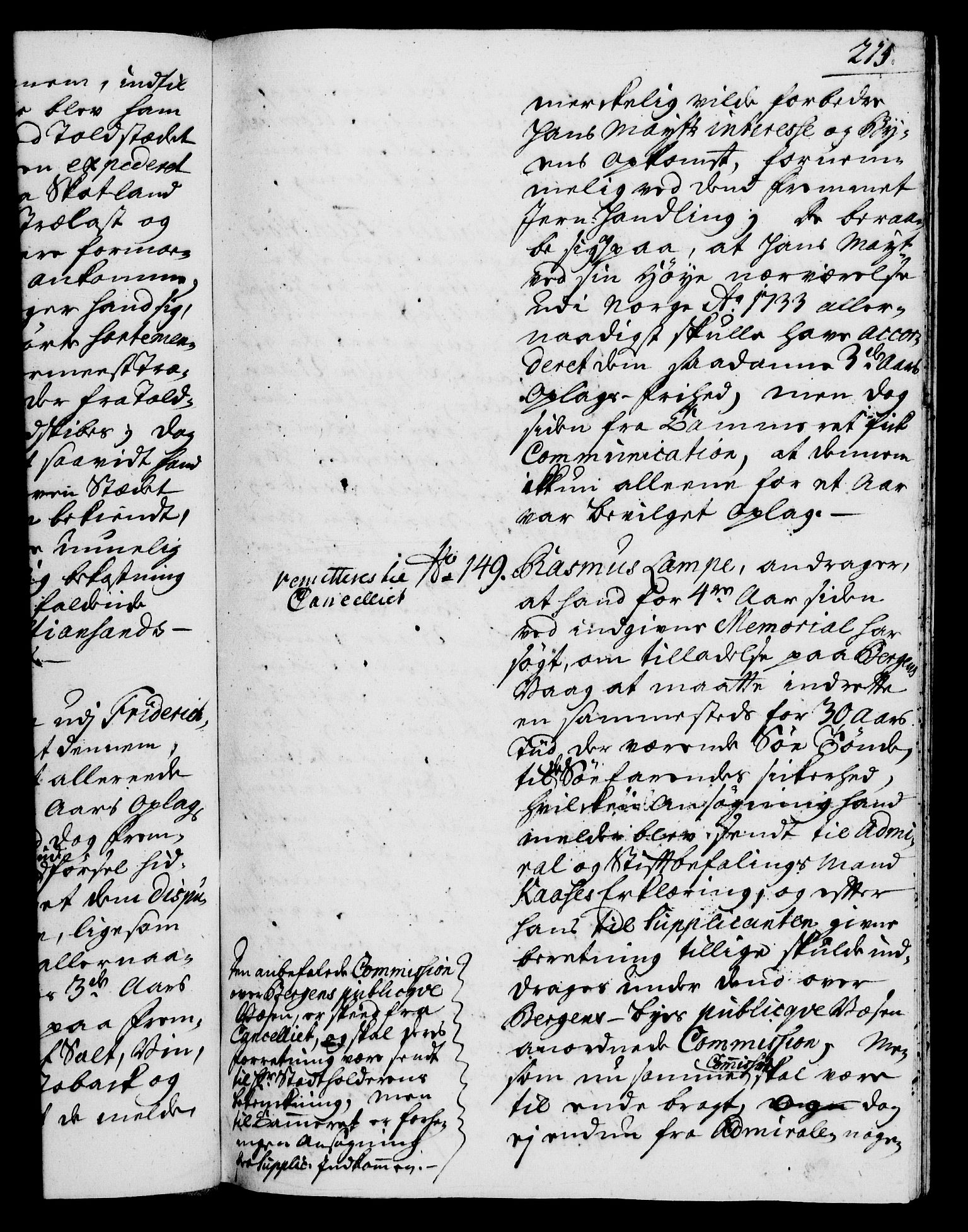 Rentekammeret, Kammerkanselliet, RA/EA-3111/G/Gh/Gha/L0020: Norsk ekstraktmemorialprotokoll (merket RK 53.65), 1738-1739, p. 215