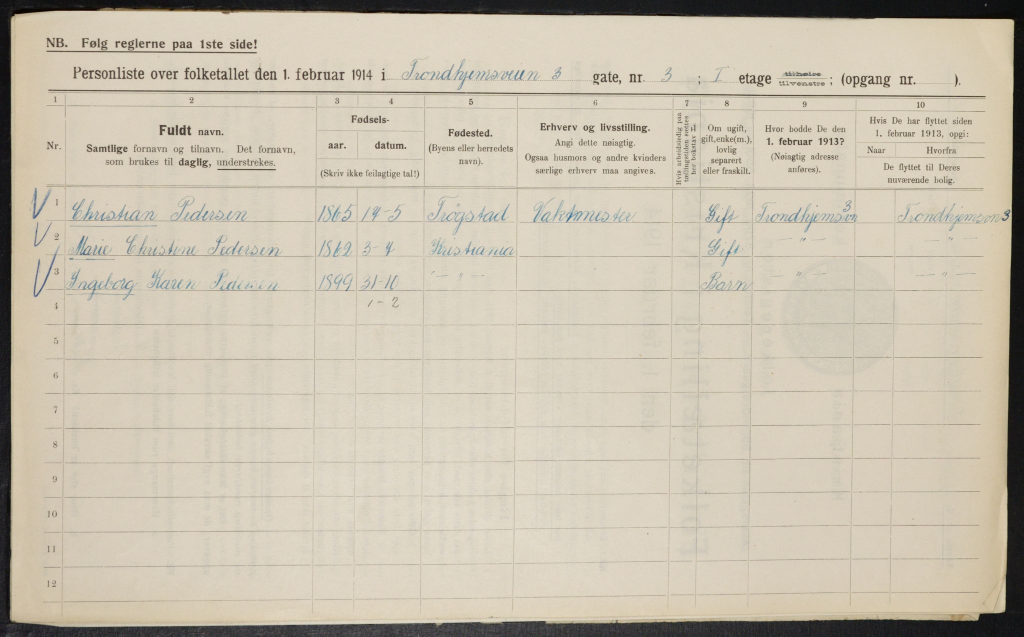 OBA, Municipal Census 1914 for Kristiania, 1914, p. 116820