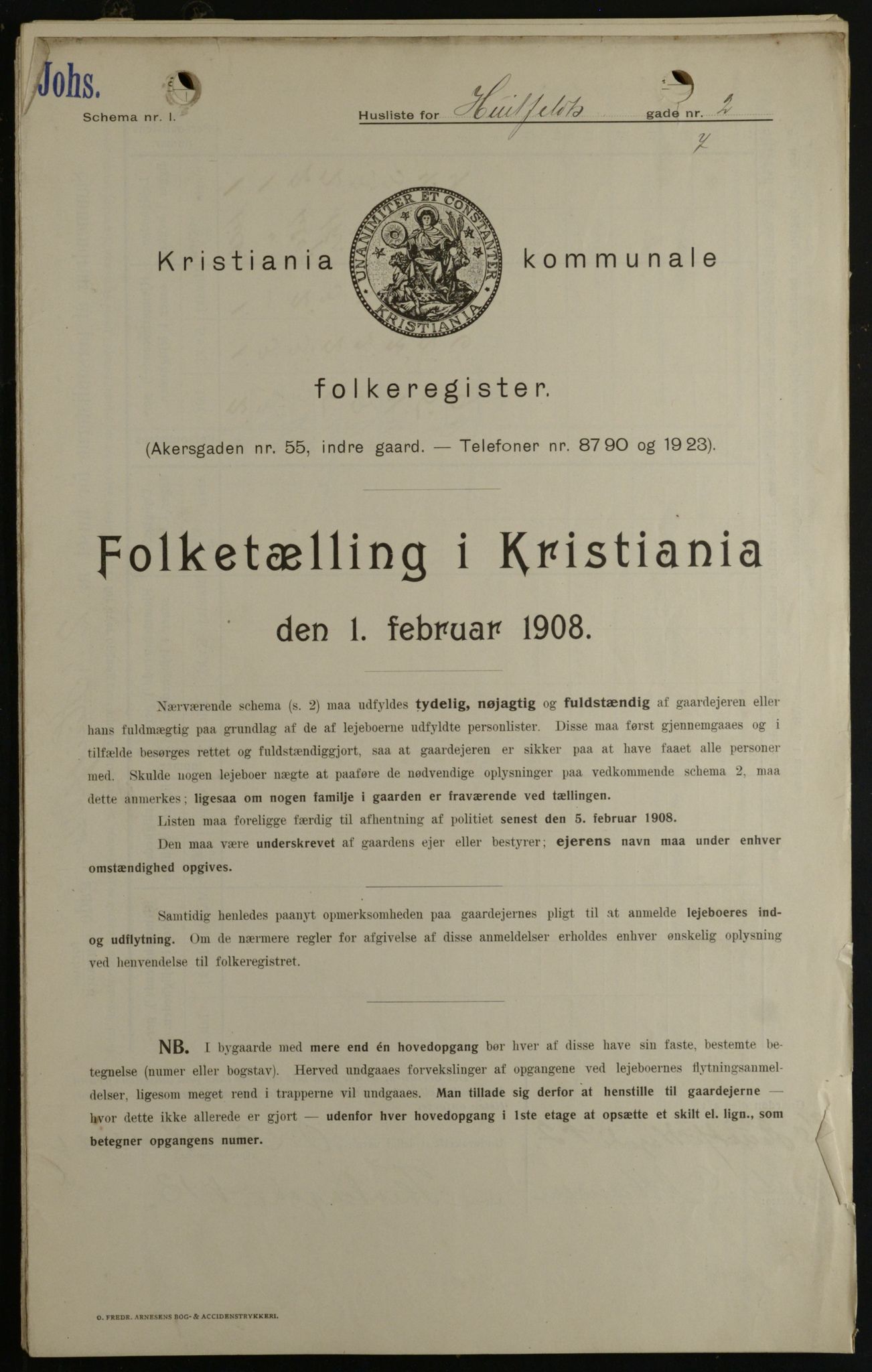 OBA, Municipal Census 1908 for Kristiania, 1908, p. 37354