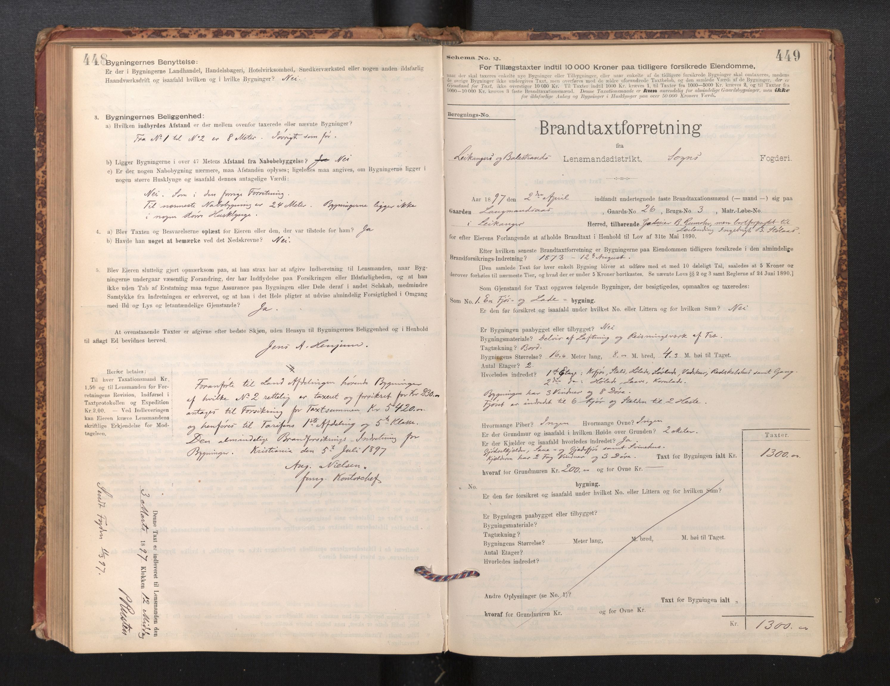 Lensmannen i Leikanger, AV/SAB-A-29201/0012/L0004: Branntakstprotokoll, skjematakst, 1894-1903, p. 448-449